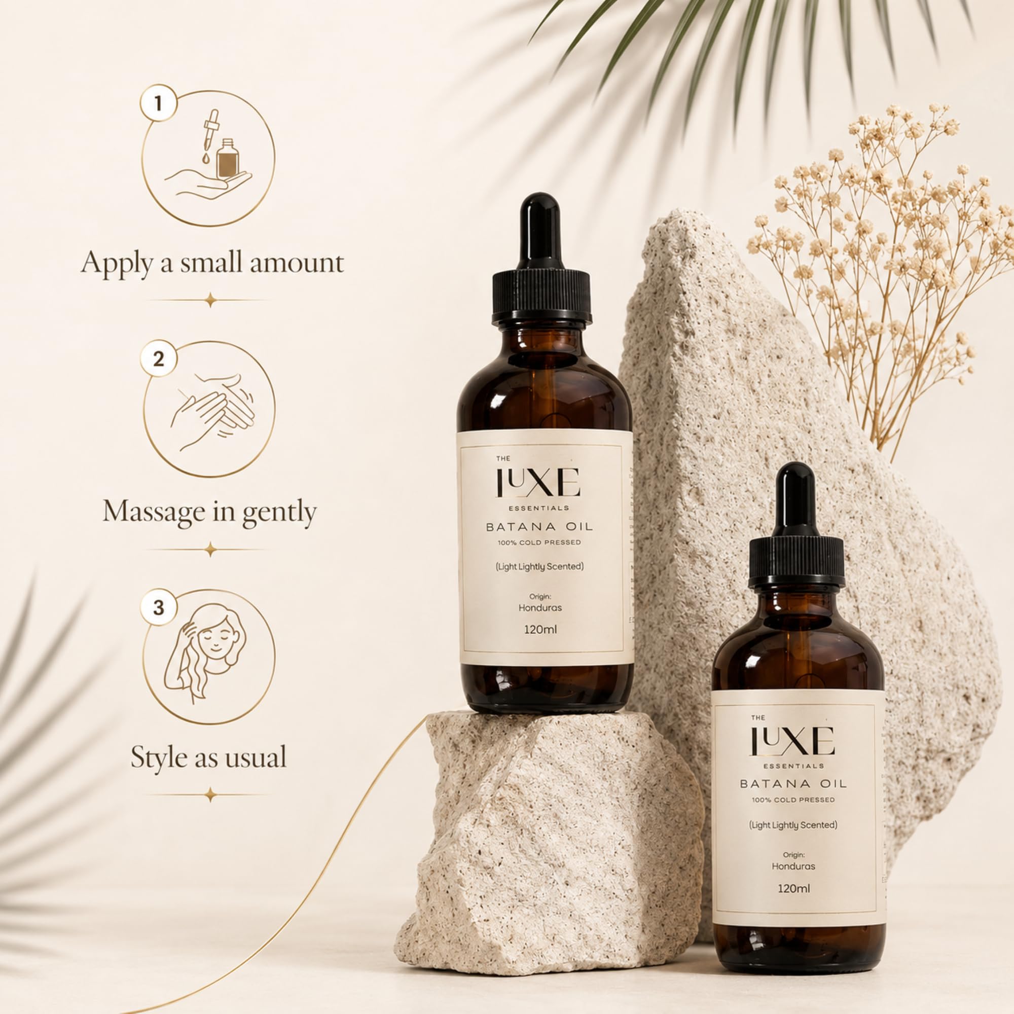 Cold Pressed Batana Oil for Hair Growth | Pure & Unrefined Natural Hair Oil, Beard & Skin Oil | Lightweight, Fast-Absorbing Moisturiser | Raw, Organic & Ethically Sourced (60 ML, Light Scented)