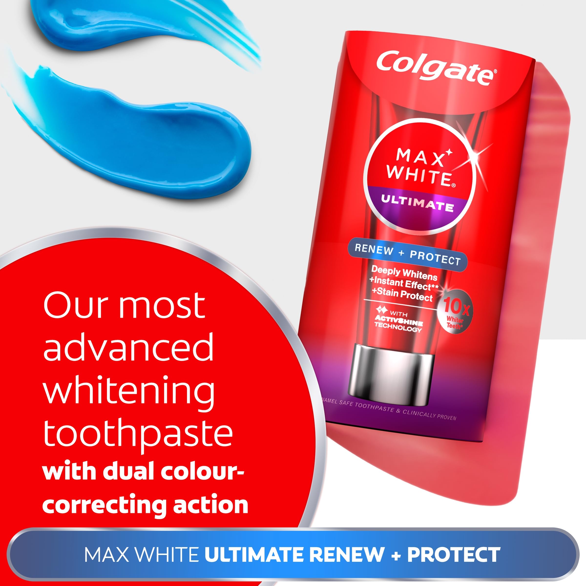 Colgate Max White Ultimate Radiance Whitening Toothpaste 75ml - 10X Whiter Teeth* - Instant Teeth Whitening Toothpaste^ - Deeply* Whitens - Helps Prevent Future Stains - Enamel Safe for Daily Use