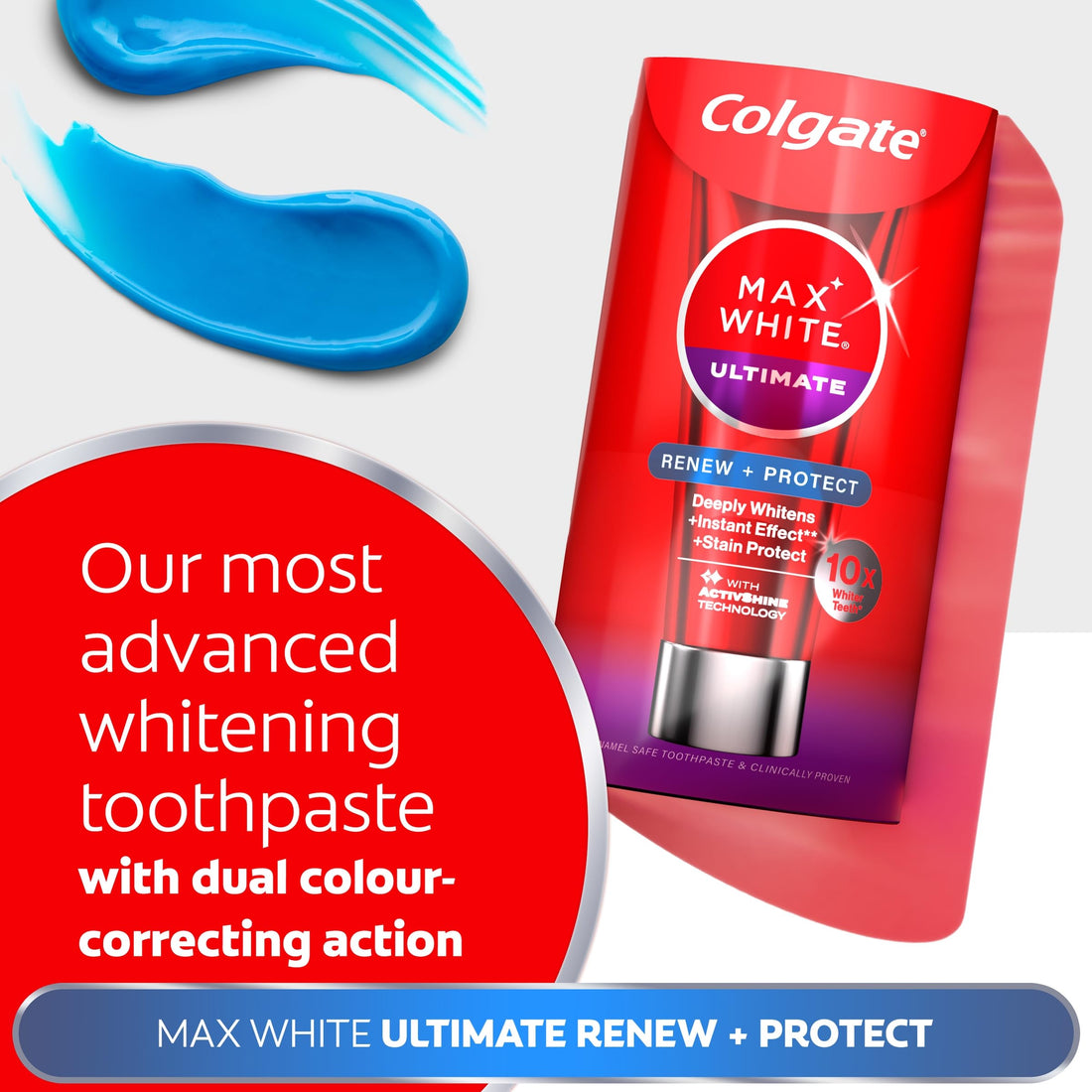 Colgate Max White Ultimate Radiance Whitening Toothpaste 75ml - 10X Whiter Teeth* - Instant Teeth Whitening Toothpaste^ - Deeply* Whitens - Helps Prevent Future Stains - Enamel Safe for Daily Use