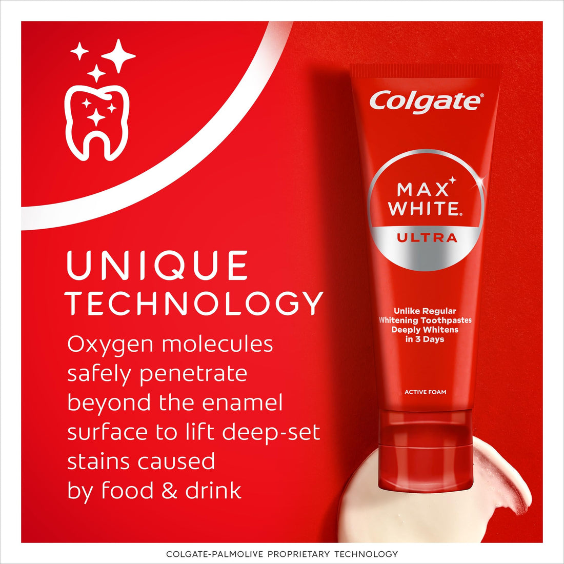 Colgate Max White Ultra+ Enamel Toothpaste 75ml, Whitens Deep Stains for 5X Whiter Teeth, ActiveShine Technology Smoothes Enamel Surface to Reflect Light, Protects and Remineralises Enamel