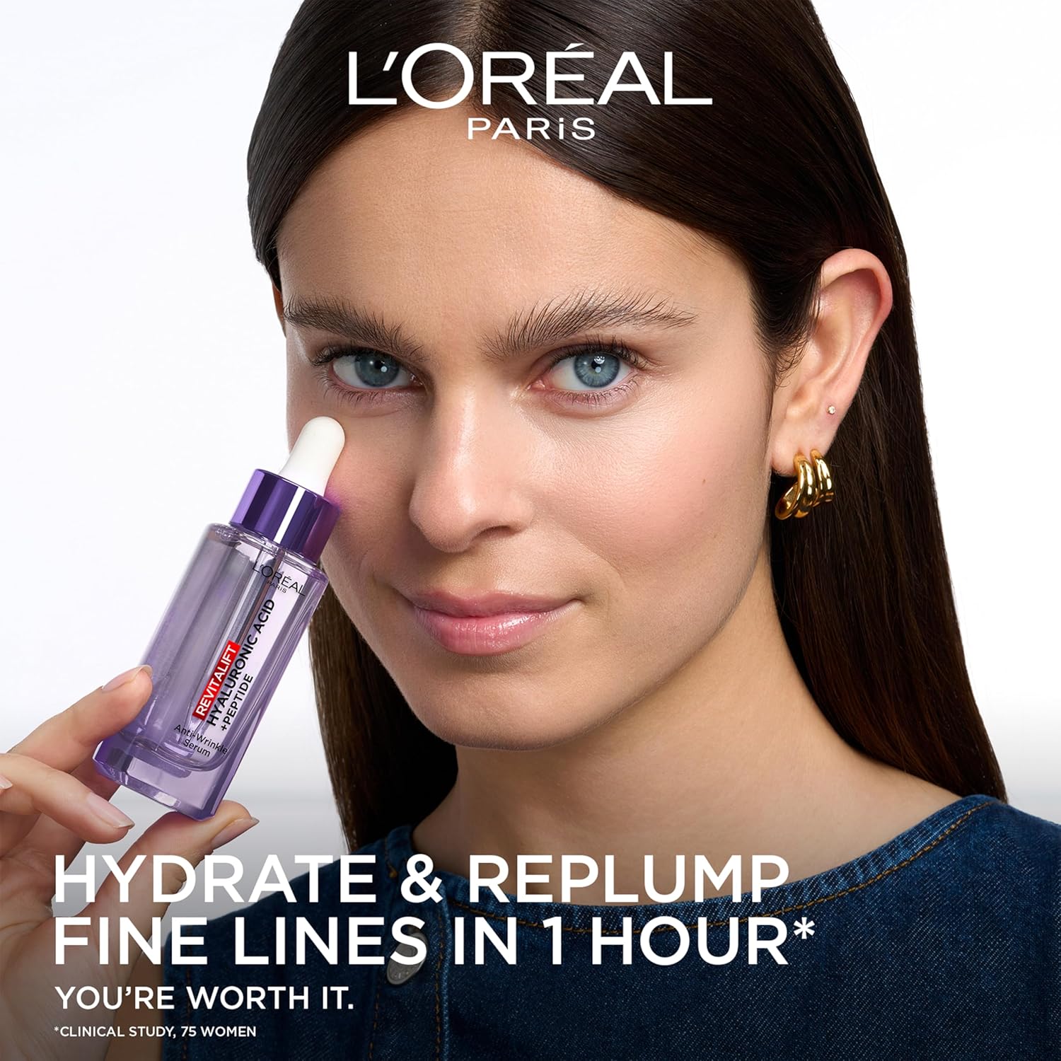 L'Oréal Paris Hyaluronic Acid Serum, Revitalift Filler, 1.5% Pure Concentrated Micro-Epidermic Hyaluronic Acid], Dropper Serum, Intensely Hydrates & Replumps, Visibly Reduces Fine Lines & Wrinkles