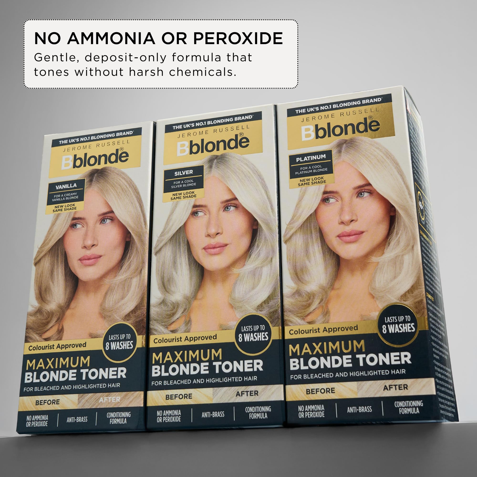 Jerome Russell Bblonde SILVER Hair Toner | Non-Permanent Violet Toner | Neutralises Yellow & Brassy Tones | Salon-Quality Cool Blonde Results | Vegan | 75ml