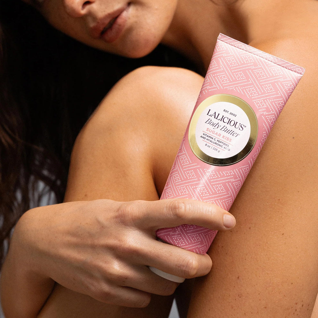 LaLicious Sugar Kiss® Whipped Body Butter 8oz | Ultra-Hydrating Shea Butter Body Cream with Hyaluronic Acid, Vitamin C & Peptides | Moisturizing Lotion for Dry Skin | Firming & Skin-Softening