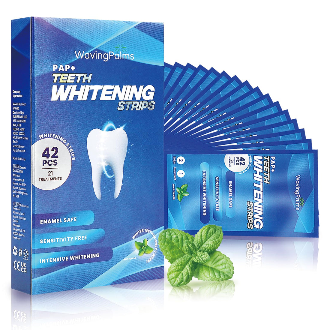Teeth Whitening Strips for Sensitive Teeth: 42 Strips (21 Treatments) Professional Whitening Kit, Enamel-Safe & Gentle Formula for a Brilliant White Smile at Home