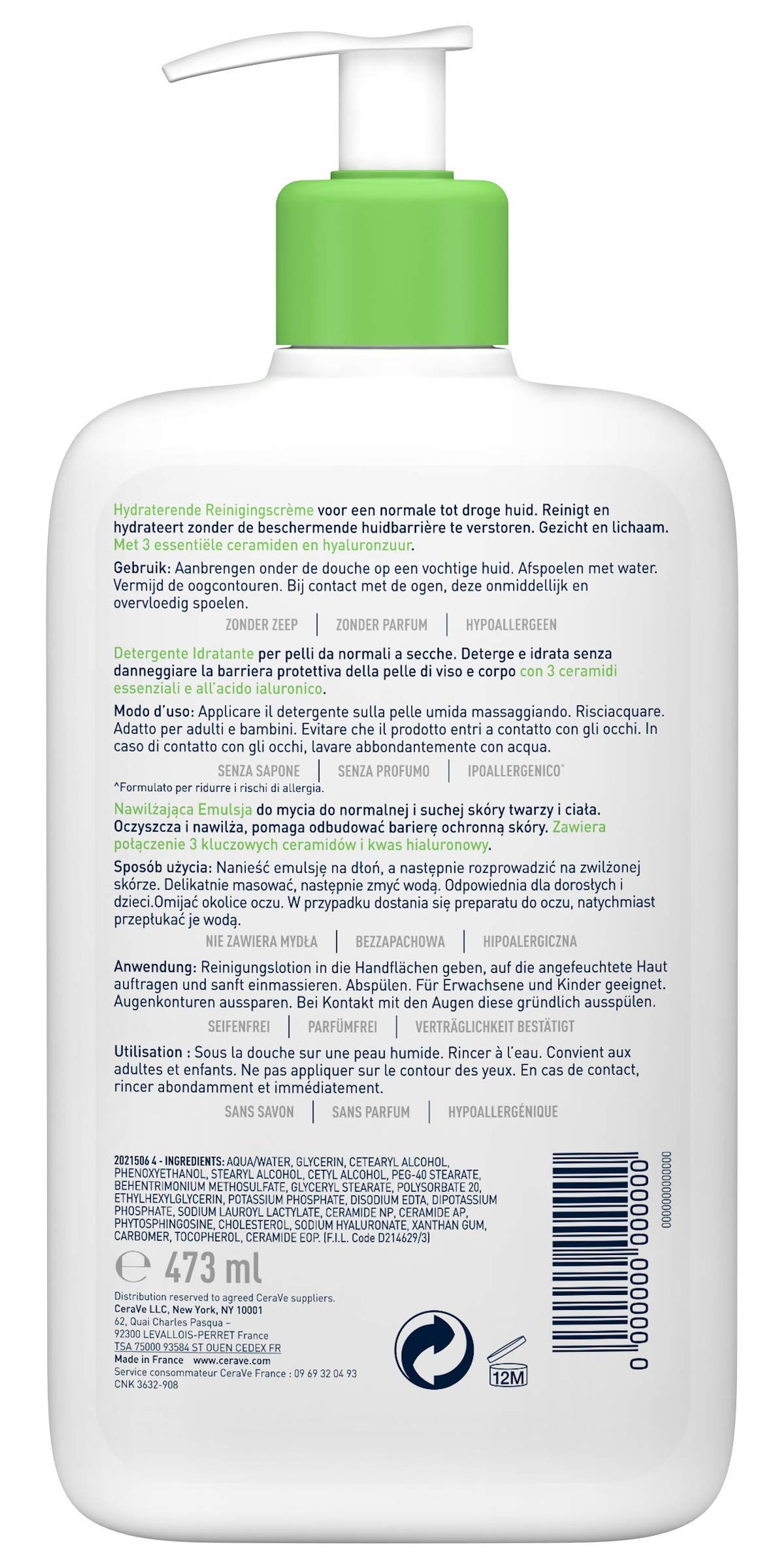 CeraVe Hydrating Cleanser for Normal to Dry Skin 236 ml with Hyaluronic Acid and 3 Essential Ceramides