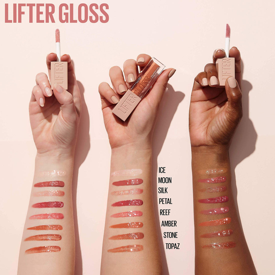 Maybelline Lifter Gloss, Hydrating Lip Gloss with Hyaluronic Acid, 002 Ice (Light Pink), Creates Fuller-Looking, Shiny, Moisturised and Plumped Lips. Non-sticky Halalzen
