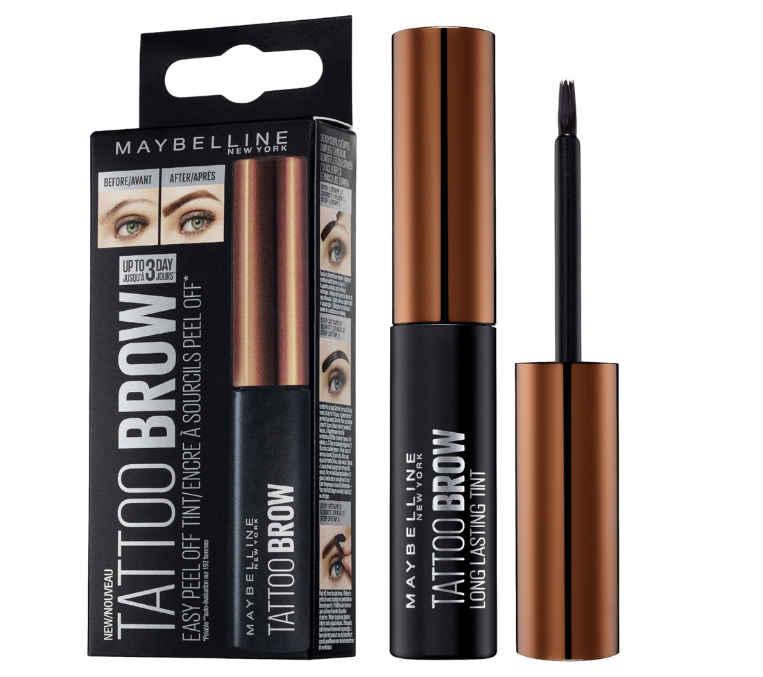 Maybelline New York Tattoo Brow Peel Off Eyebrow Gel Tint, Semi-Permanent Colour, Waterproof, Lasts up to 3 Days, Colour: Dark Brown