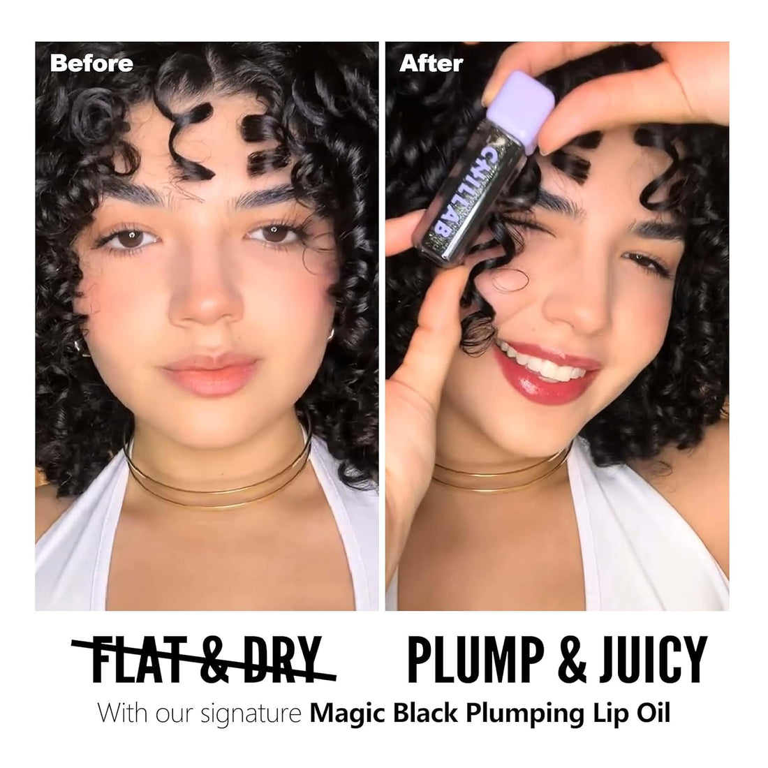 Chillab Magic Black Plumping Lip Oil, Hydrating, Color-Adapting, High-Shine Gloss, Non-Sticky, Nourishing & Long-Lasting Lip Treatment Halalzen