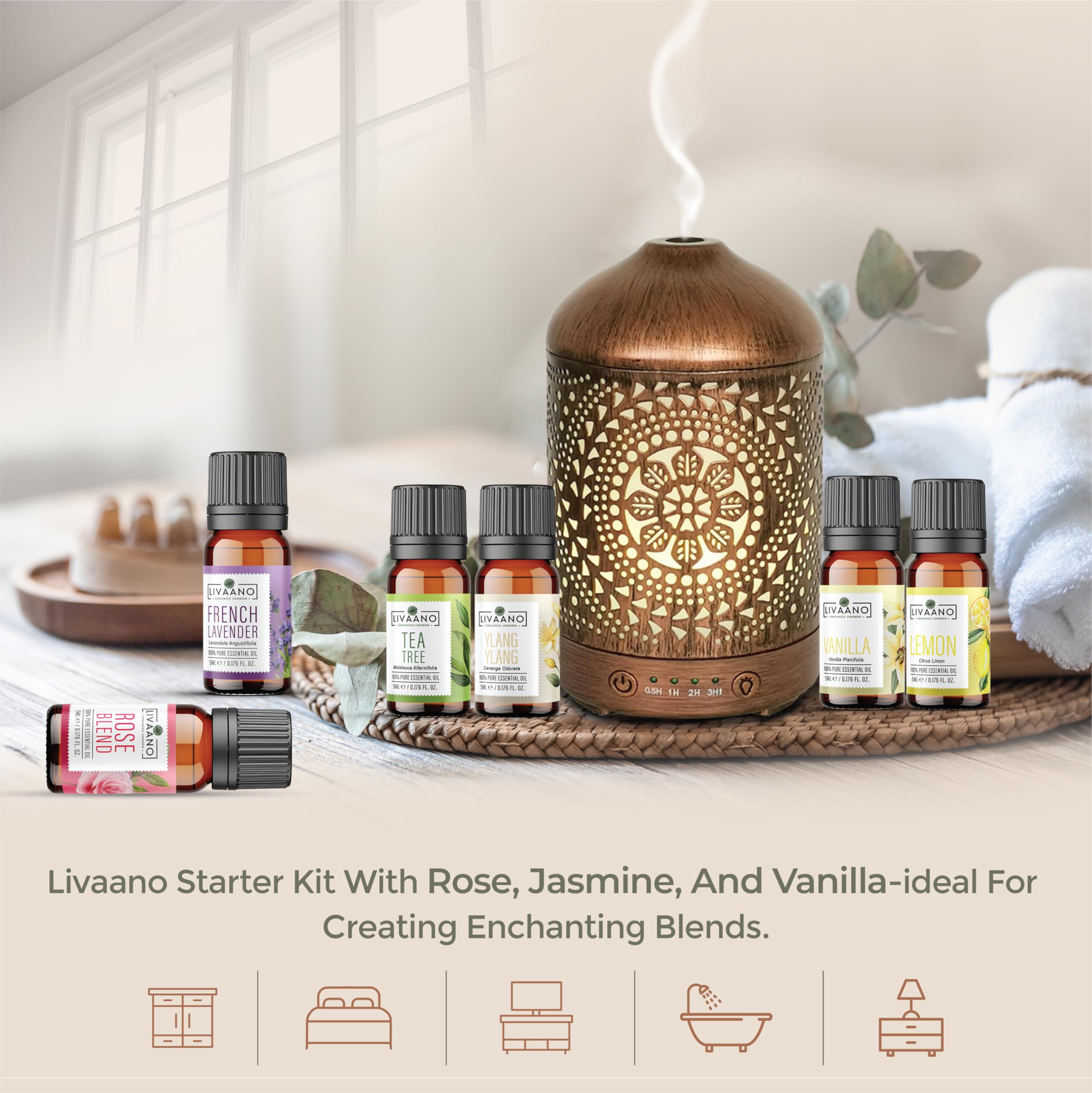 Essential Oils Set – 100% Natural Essential Oils for Diffusers for Home, Massage & Relaxation | 12x5ml Essential Oil for Aromatherapy, Lavender, Tea Tree, Gift Set