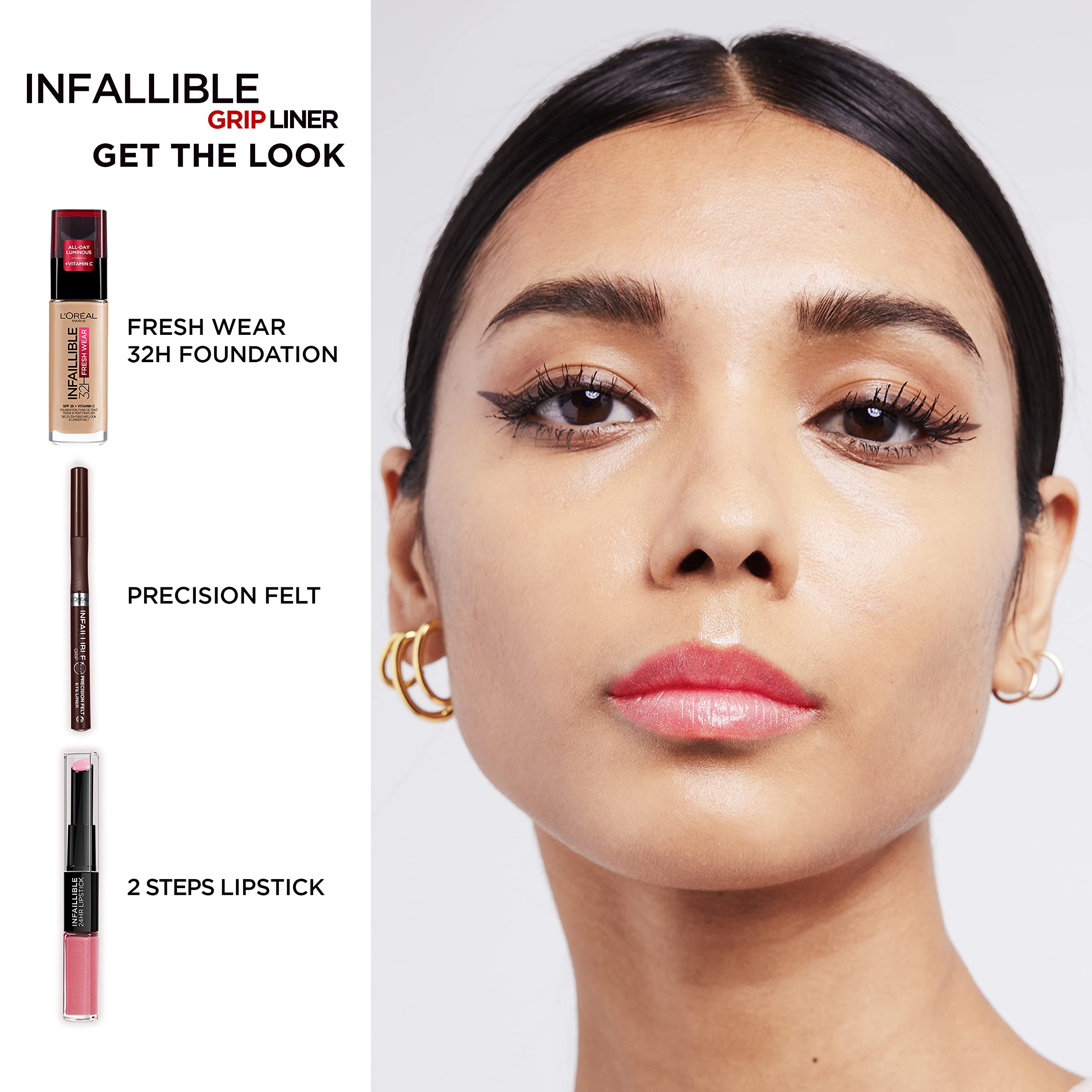 L'Oréal Paris Infallible Precision Felt Eyeliner with 0.4mm Ultra-Fine Tip for Intense Colour Pay-Off, 27H Longwear Waterproof and Rub-Proof Formula, Eyeliner Black Halalzen