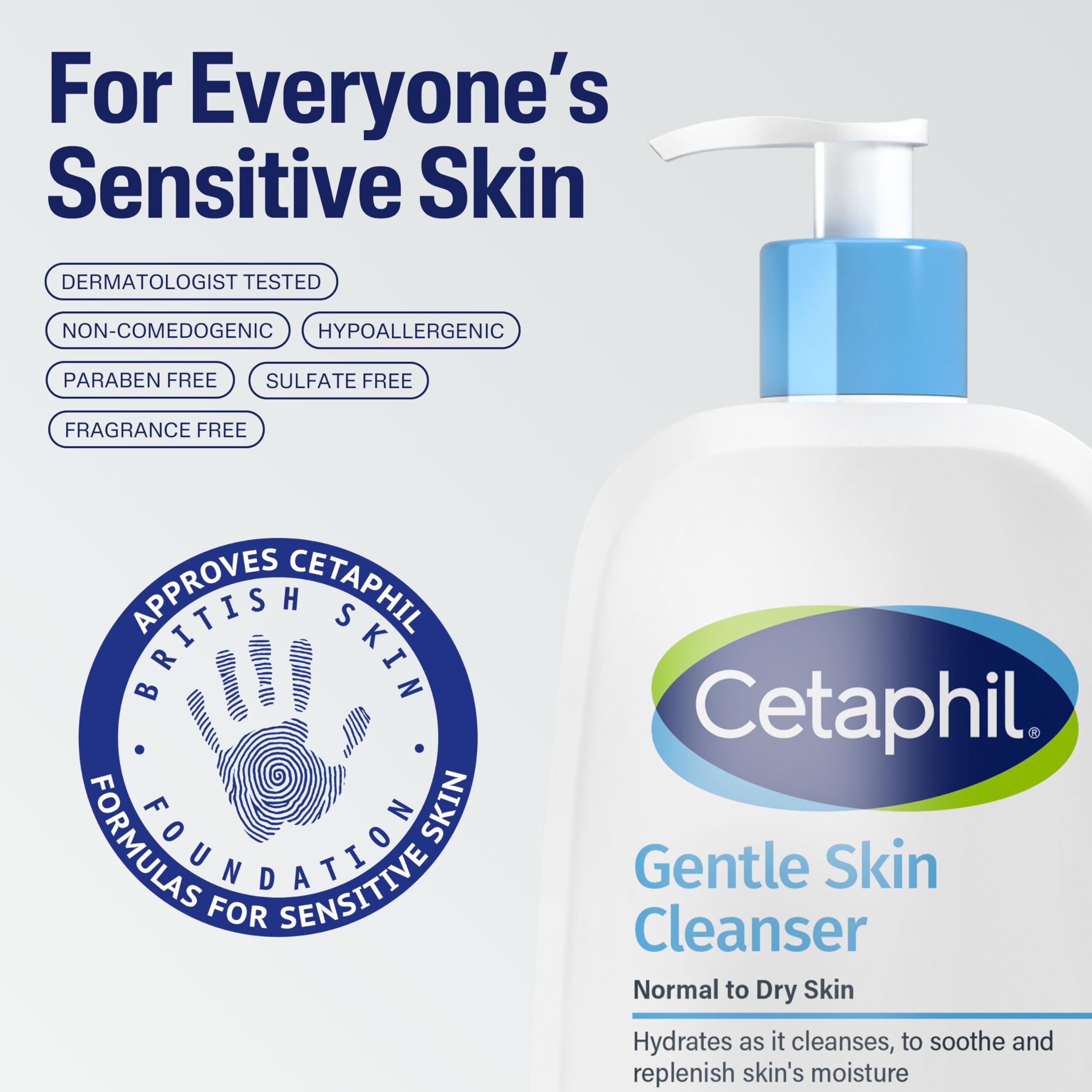 Cetaphil Gentle Skin Cleanser, 1L, Face & Body Wash, For Normal To Dry Sensitive Skin, With Niacinamide & Glycerin, Soap Free, 1 unit, Packaging May Vary