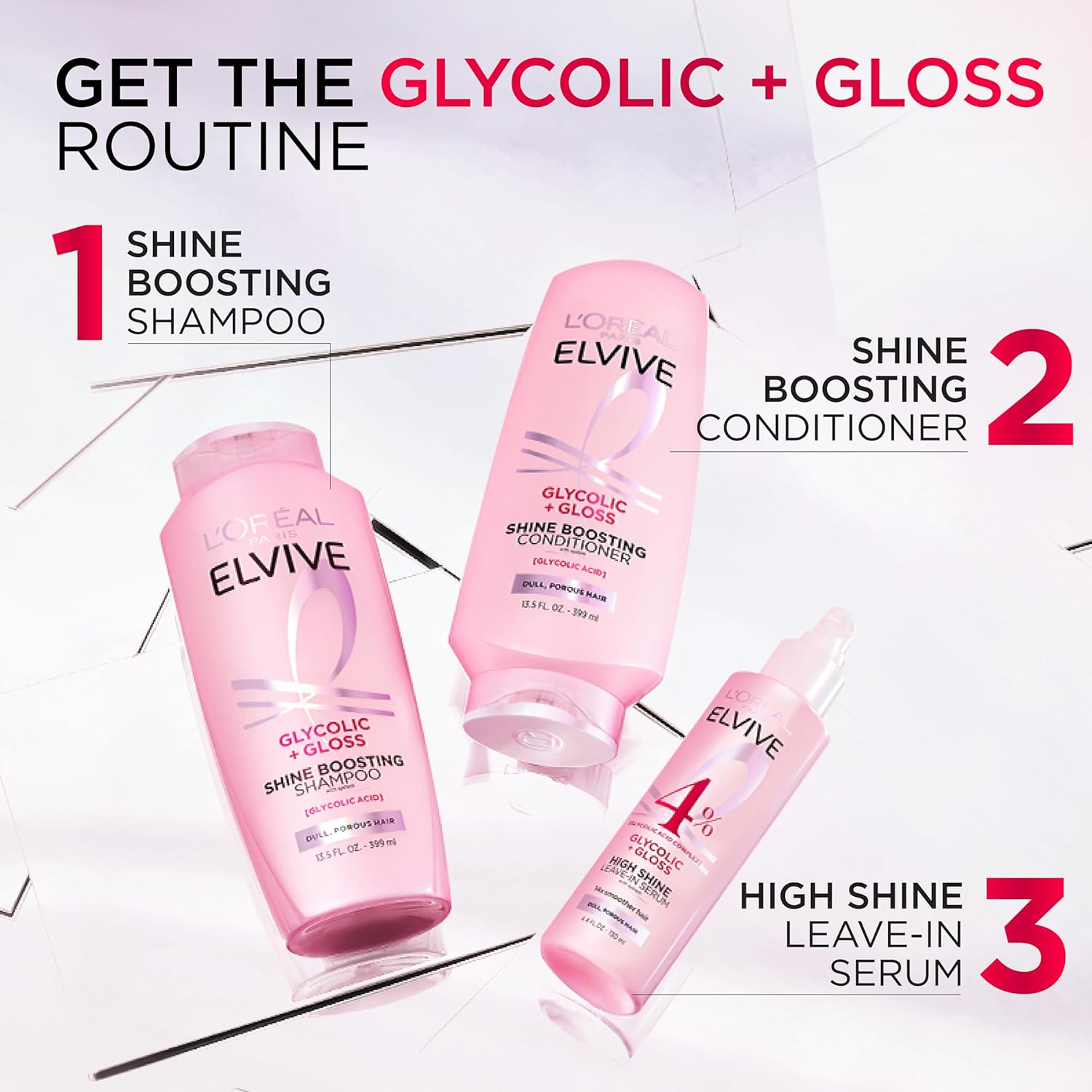 L'Oreal Paris Elvive Glycolic + Gloss High Shine Leave-In Hair Serum, Smooths Dull, Porous Hair Into High-Shine, Glossy Hair, 4.4 Fl Oz Halalzen