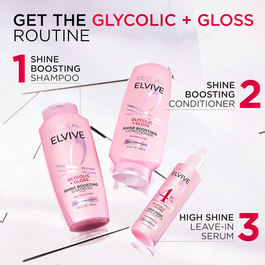 L'Oreal Paris Elvive Glycolic + Gloss High Shine Leave-In Hair Serum, Smooths Dull, Porous Hair Into High-Shine, Glossy Hair, 4.4 Fl Oz Halalzen