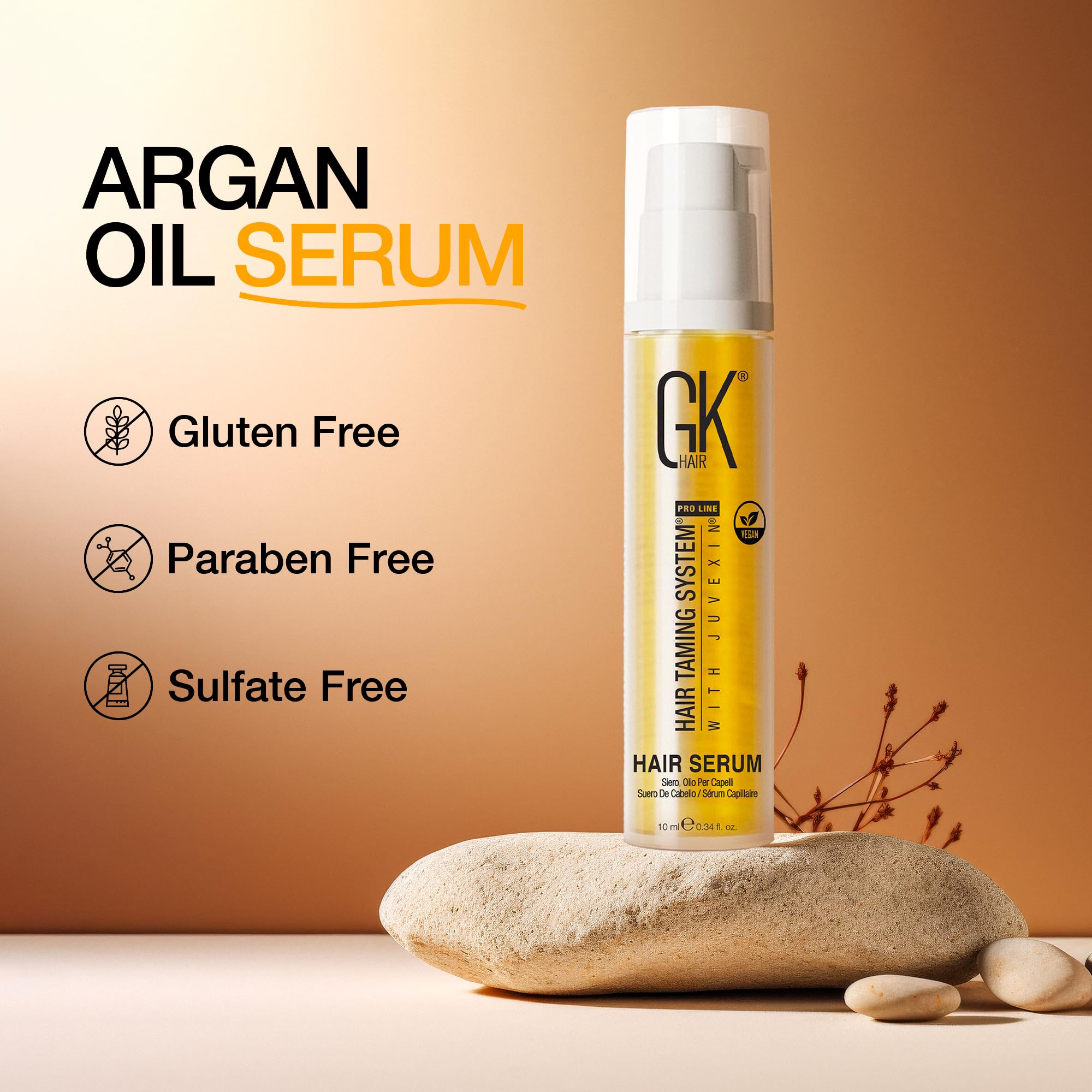 Hair Oil Keratin Treatment Serum By GK HAIR - Argan Oil Lightweight Formula For Frizz Control Heat Protection Add Shine Repair Dry Damaged Hydrating Sulfate Free All Hair Types Men Women - 50ml