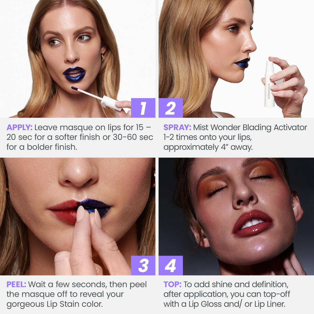 Wonderskin Wonder Blading Lip Stain Peel Off Masque - Long Lasting, Waterproof and Transfer Proof Pink Lip Tint, Matte Finish Peel Off Makeup Halalzen