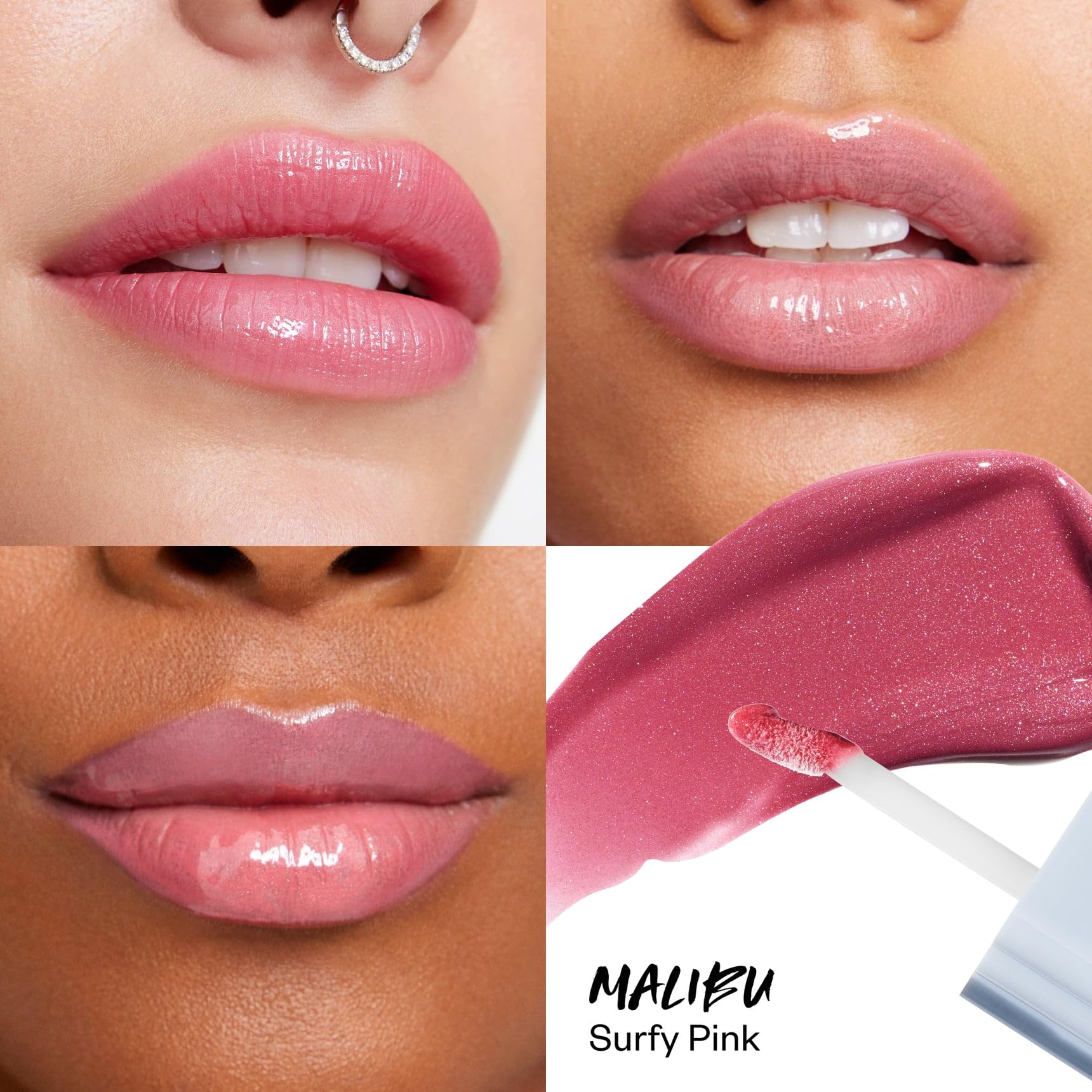 Kosas Wet Lip Oil Gloss - Hydrating Lip Plumping Treatment with Hyaluronic Acid & Peptides, Non-Sticky Finish (Malibu) Halalzen