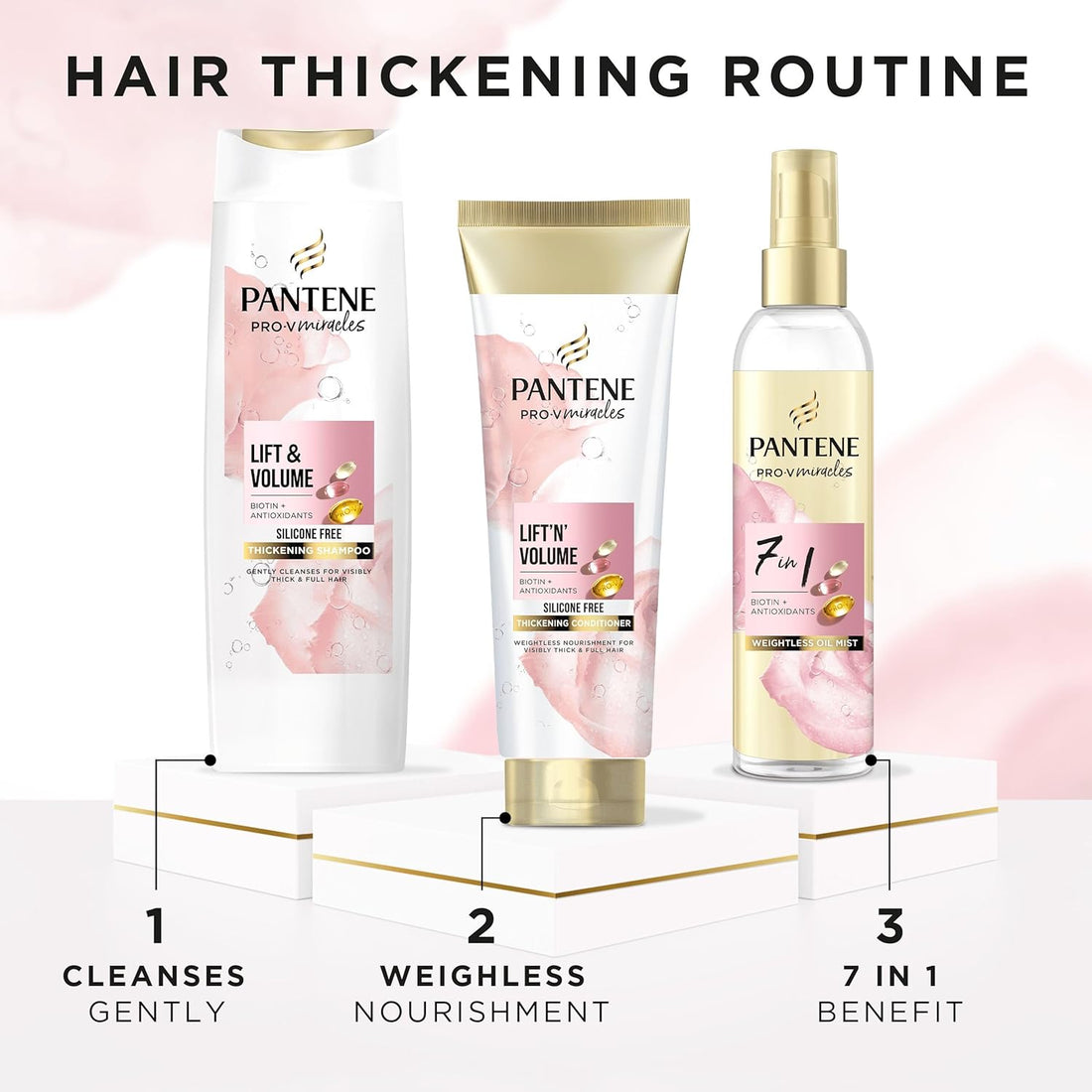 Pantene 7-in-1 Weightless Hair Oil Mist with Biotin 145ml. Pro V Miracles Hairspray Helps to Strengthen Hair Against Styling Damage & Protects Against Split Ends. Tames Frizz & Smells Refreshing