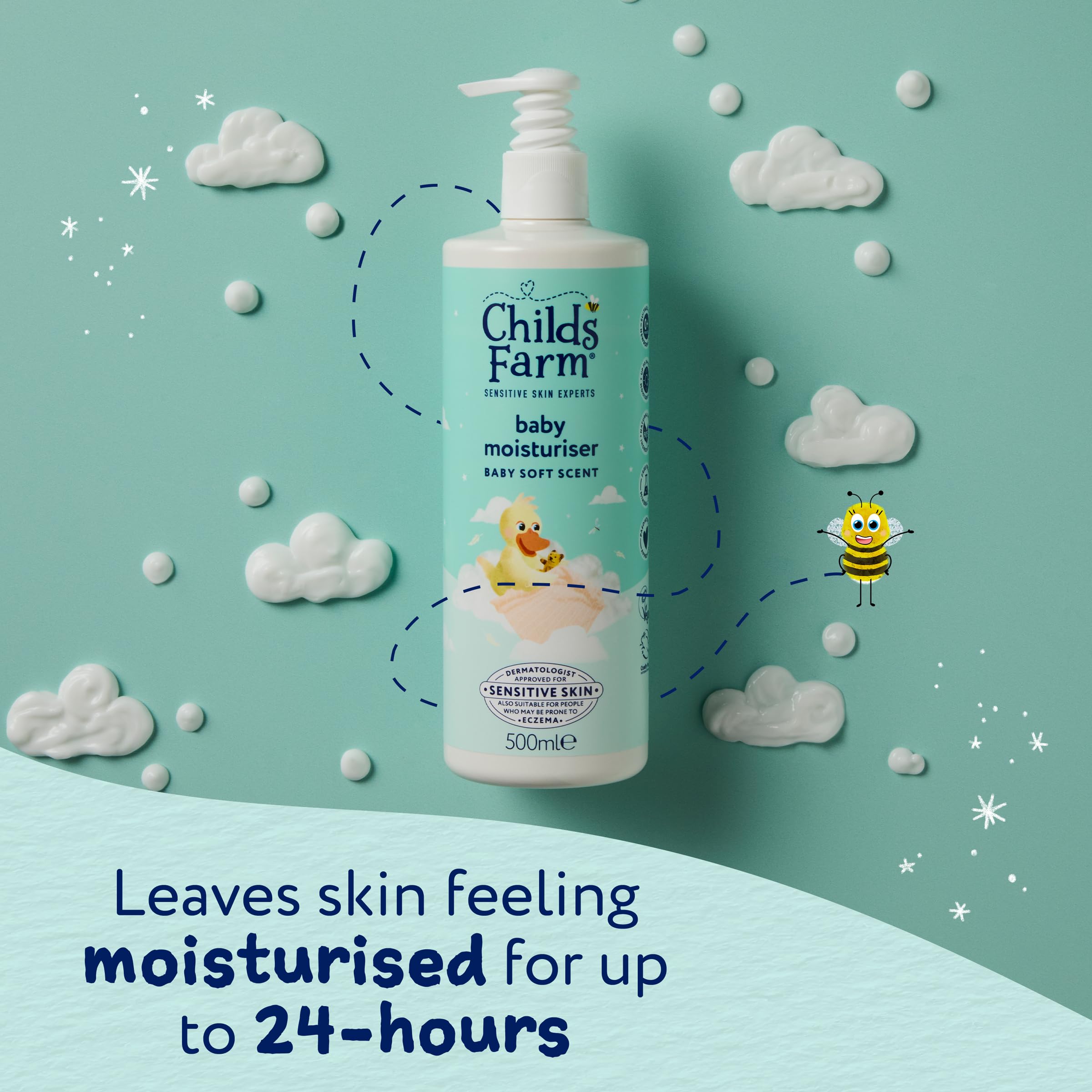 Childs Farm Baby Moisturiser, Baby Soft Scent | Moisturising & Hydrating | Suitable for Newborns with Dry, Sensitive Skin, 500ml
