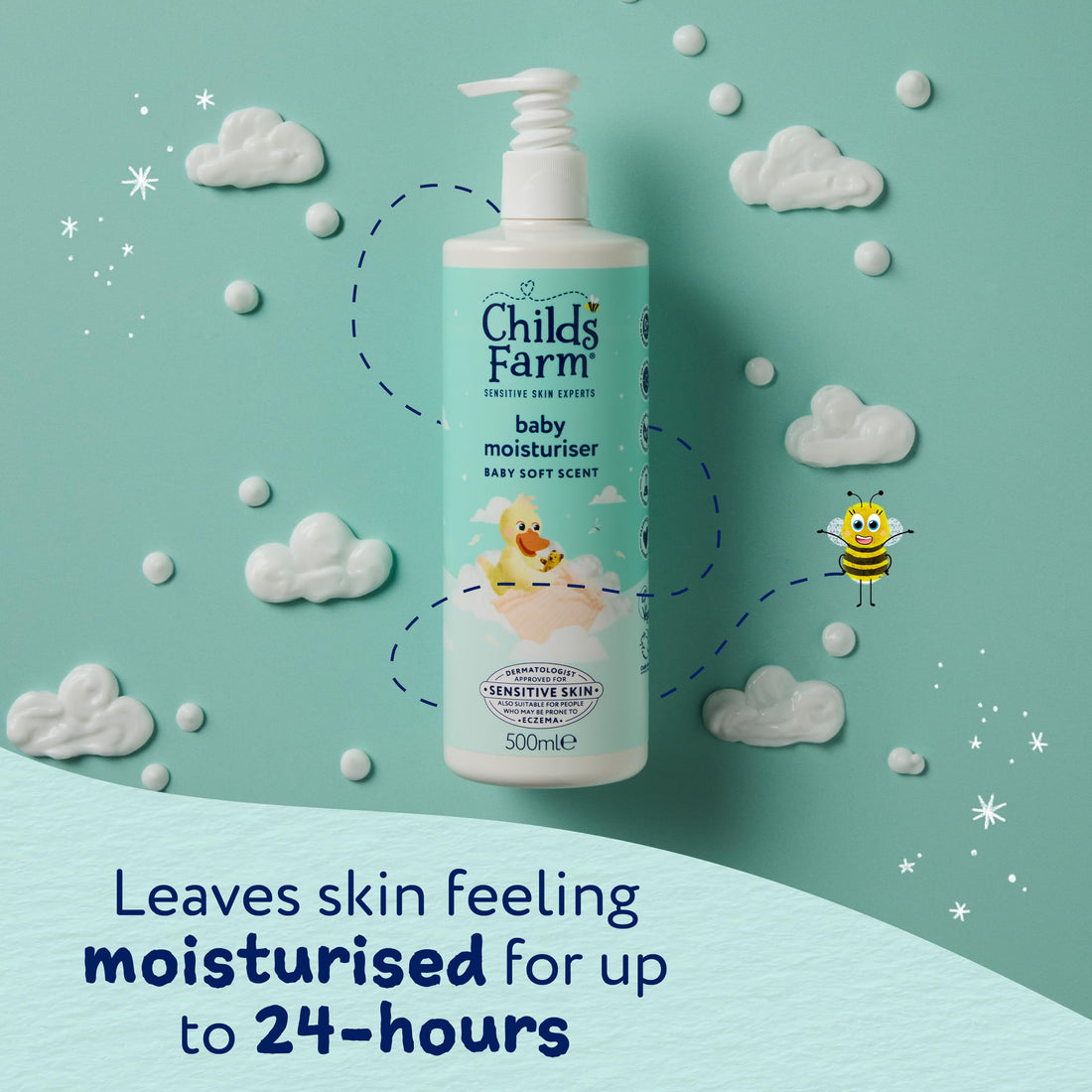 Childs Farm Baby Moisturiser, Baby Soft Scent | Moisturising & Hydrating | Suitable for Newborns with Dry, Sensitive Skin, 500ml