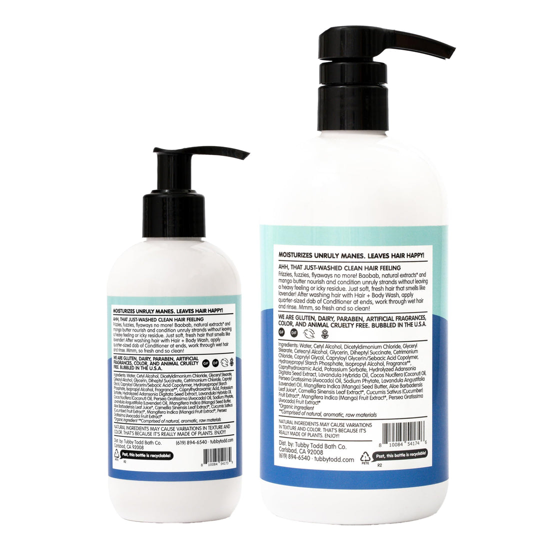 TUBBY TODD Hair Conditioner for Kids & Babies - Nourishing Frizz Control & Detangler - Lightweight, Sweet-Scented Formula - 2 Pack, 25 fl oz & 8 fl oz - Lemon Crème Halalzen
