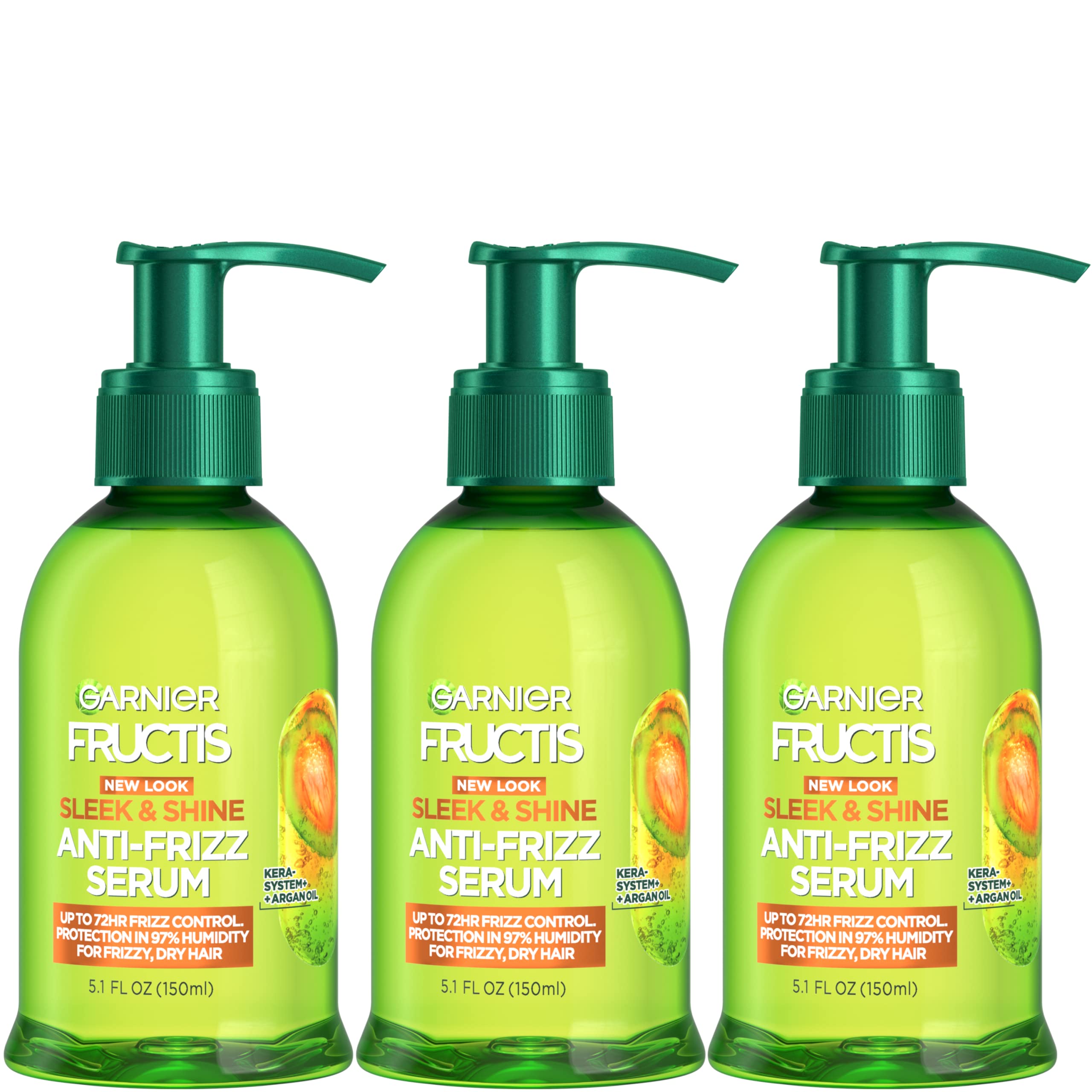 Garnier Fructis Sleek & Shine Anti-Frizz Serum for Frizzy, Dry Hair, Argan Oil, 5.1 Fl Oz, 1 Count (Packaging May Vary) Halalzen