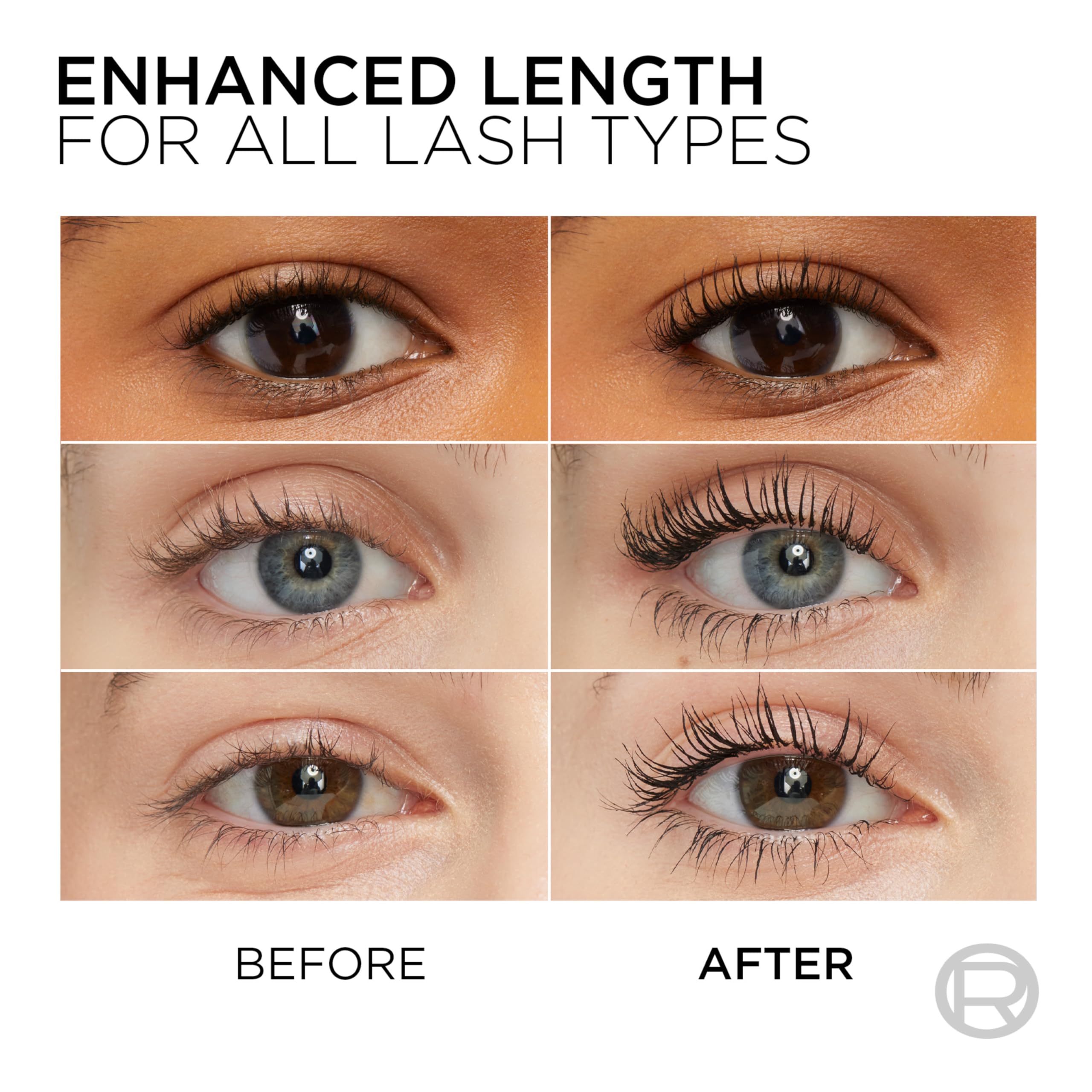 L’Oreal Paris Makeup Original Telescopic Mascara, Separating Mascara Volume and Length Formula, Washable, Blackest Black, 0.27 Fl Oz., 1 Count