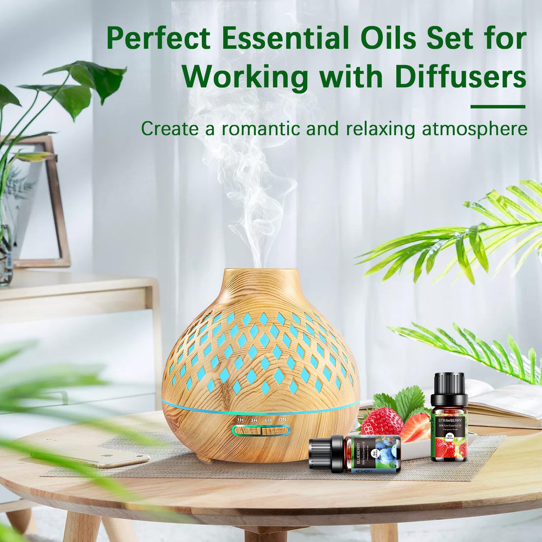 AESHORY 6 x 10ml Hotel Essential Oils Set, Premium Luxury Aroma Oil Scented Oil for Diffuser for Home, Humidifier, Candle Making, Air Freshening