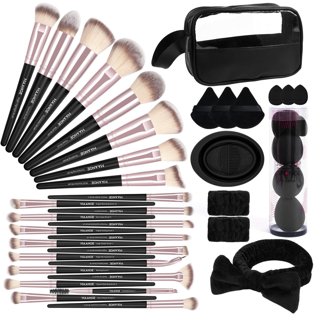 MAANGE Makeup Brushes 42 Pcs Makeup Tool Set, Multi-functional Brushes Kit Premium Synthetic Brush Make up Brush Set for Women, Black Halalzen