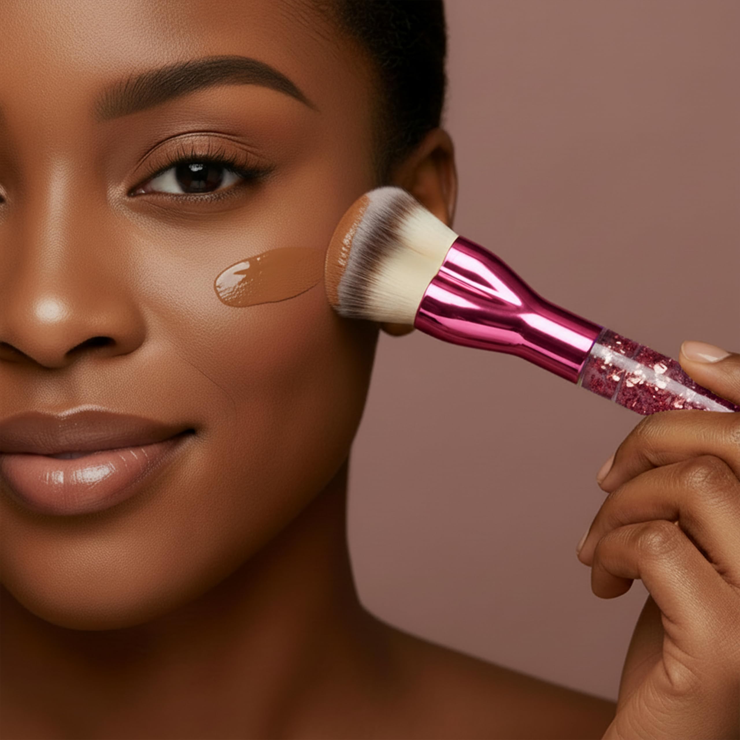LAMORA Concealer Makeup Brush Under Eye - Angled Flat Top Kabuki Nose Contour Brush - Ideal for Concealing Blending Setting Buffing with Powder Liquid Cream Cosmetic - Small Makeup Foundation Brush Halalzen