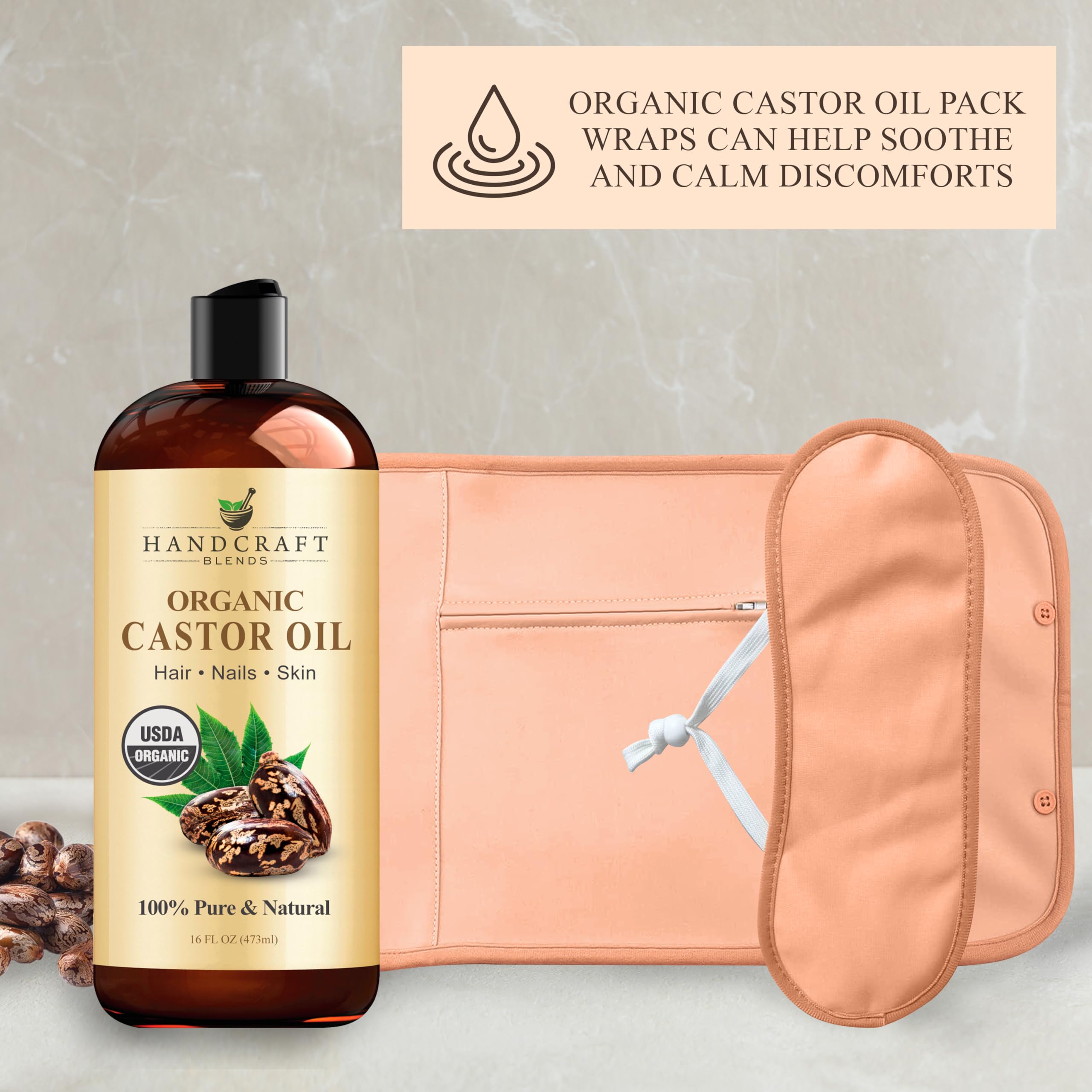 Handcraft Blends Huile de Ricin et Huile de Romarin 236 ml | 100% Pure et Naturelle | Huile Support de Qualité Supérieure | Cheveux, Cils et Sourcils | Cheveux et Corps