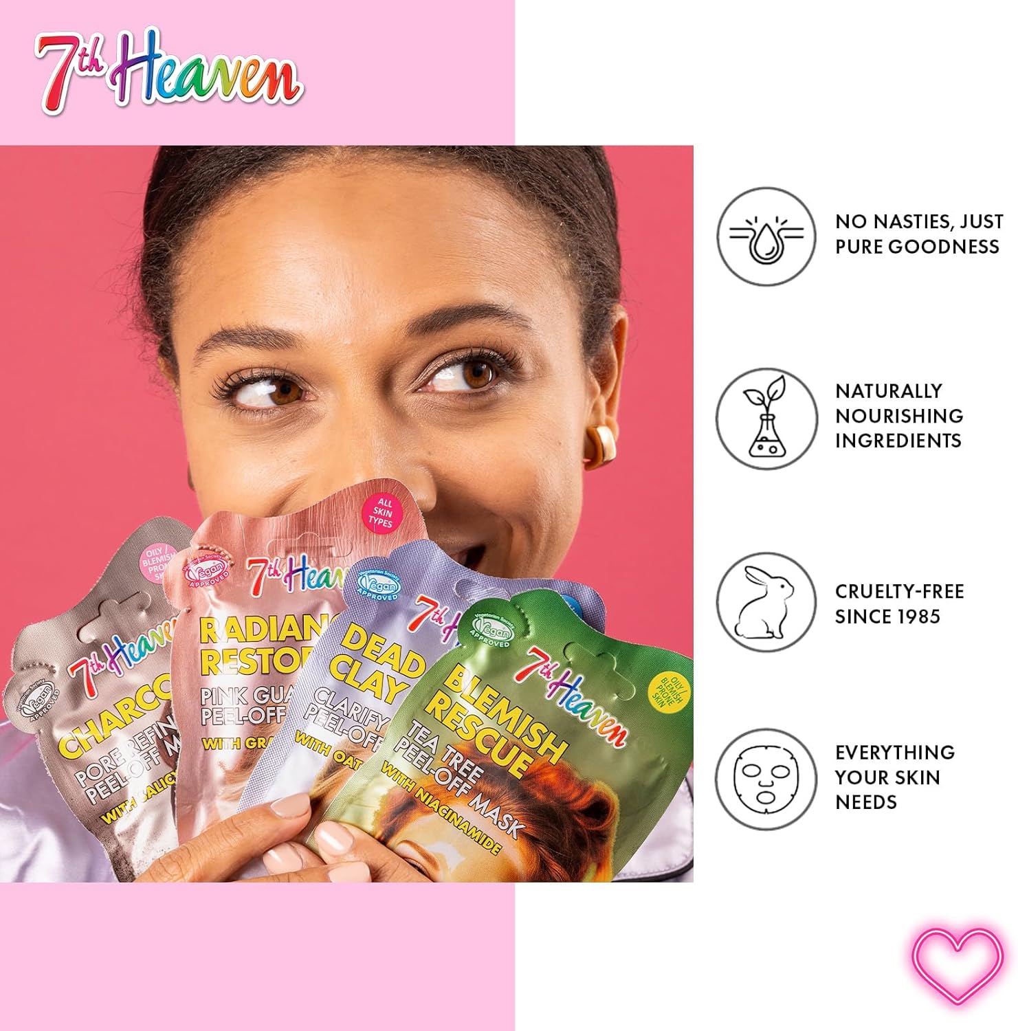 7th Heaven Luxury Pamper Hamper - 10 Face Masks & Spatula - Beauty Gift Set for Women - Skincare Set with Peel-Off, Clay & Hydrating Masks - Spa Experience at Home Skin Care