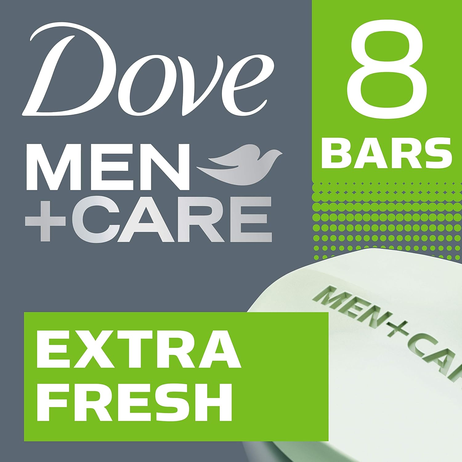 DOVE MEN + CARE Pain Nettoyant 3 en 1 Corps, Visage et Rasage Extra Frais Plus Hydratant Qu'un Pain de Savon Traditionnel pour Nettoyer et Hydrater la Peau 106 g (Lot de 8)