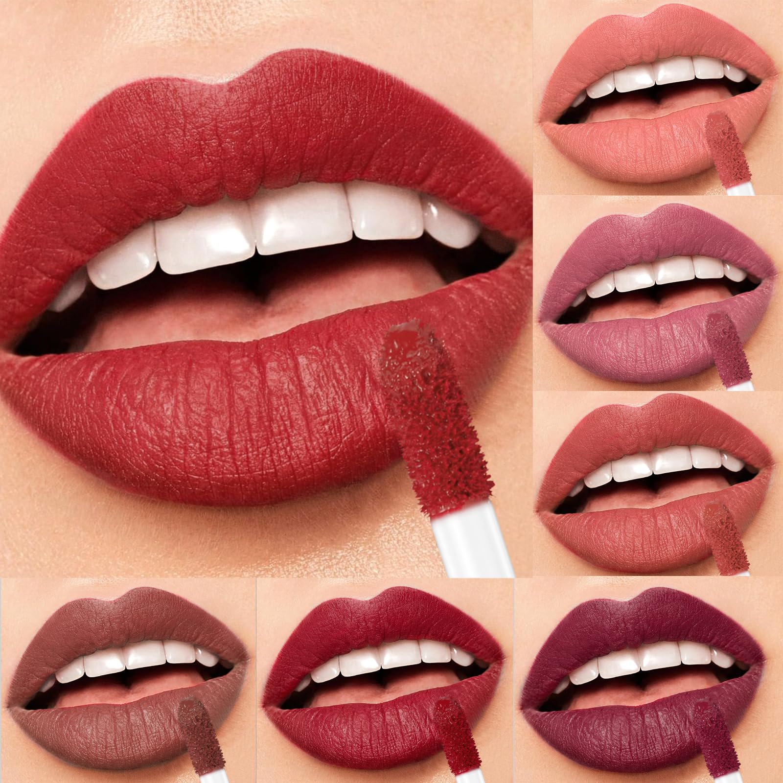 12 Colors Matte Liquid Lipstick Set Velvety Lip Gloss Lip Kit Waterproof Long Lasting Wear Nude Lip Gloss Beauty Cosmetics Gift Box Set (Set A, Set A) Halalzen