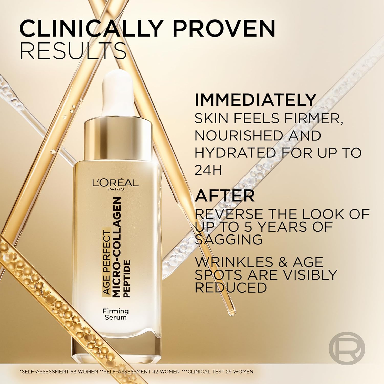 L'Oréal Paris Peptide Serum for Lifting, Age Perfect Micro-Collagen Rejuvenating & Lifting Serum, Firms Sagging Skin, Boosts Radiance & Reduces Age Spots, 30ml