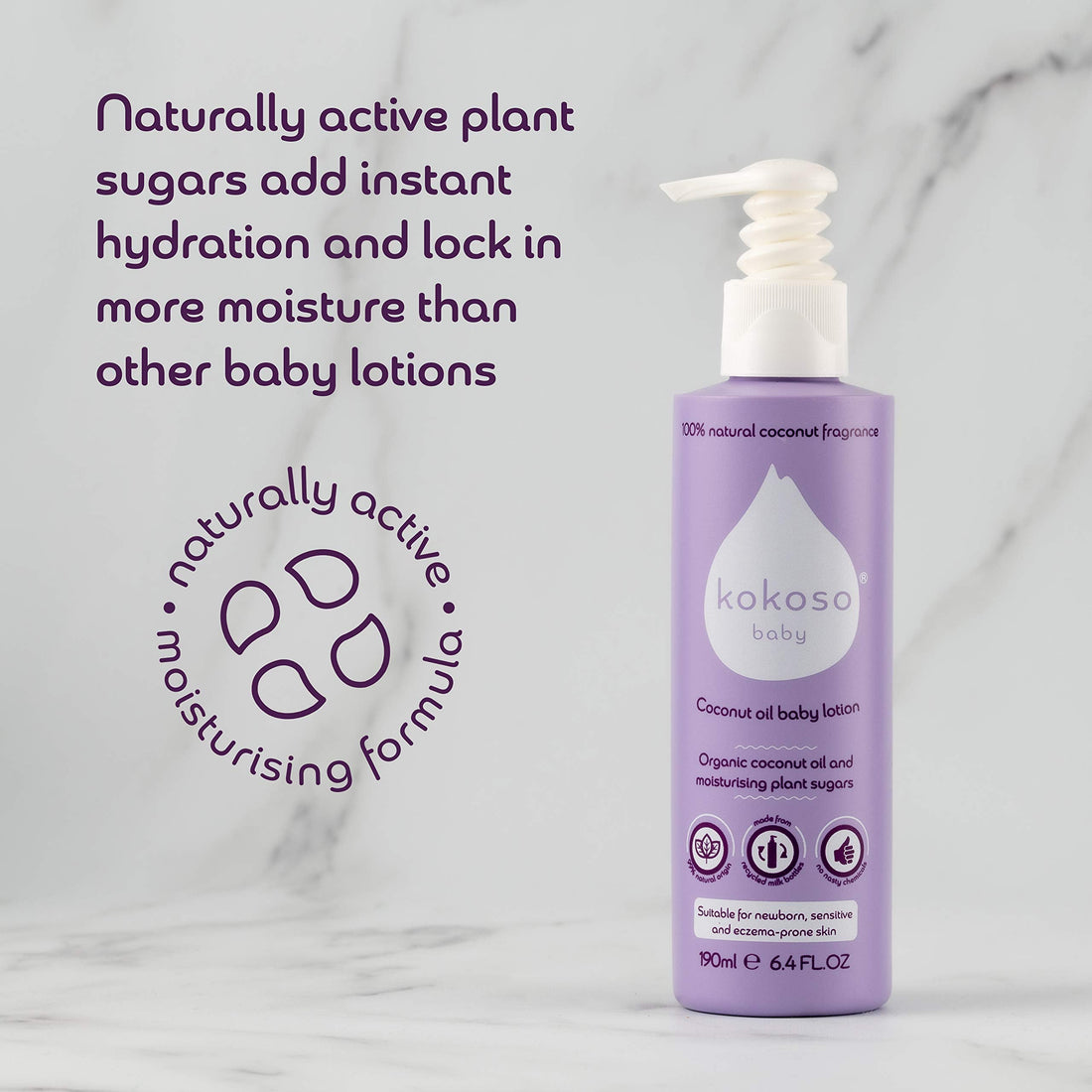Kokoso Baby - Coconut Oil Baby Lotion, Unfragranced - Organic Coconut Oil & Sweet Almond Oil - Moisturises & Nourishes - Suitable for Dry, Sensitive & Eczema Prone Skin - 190ml Halalzen