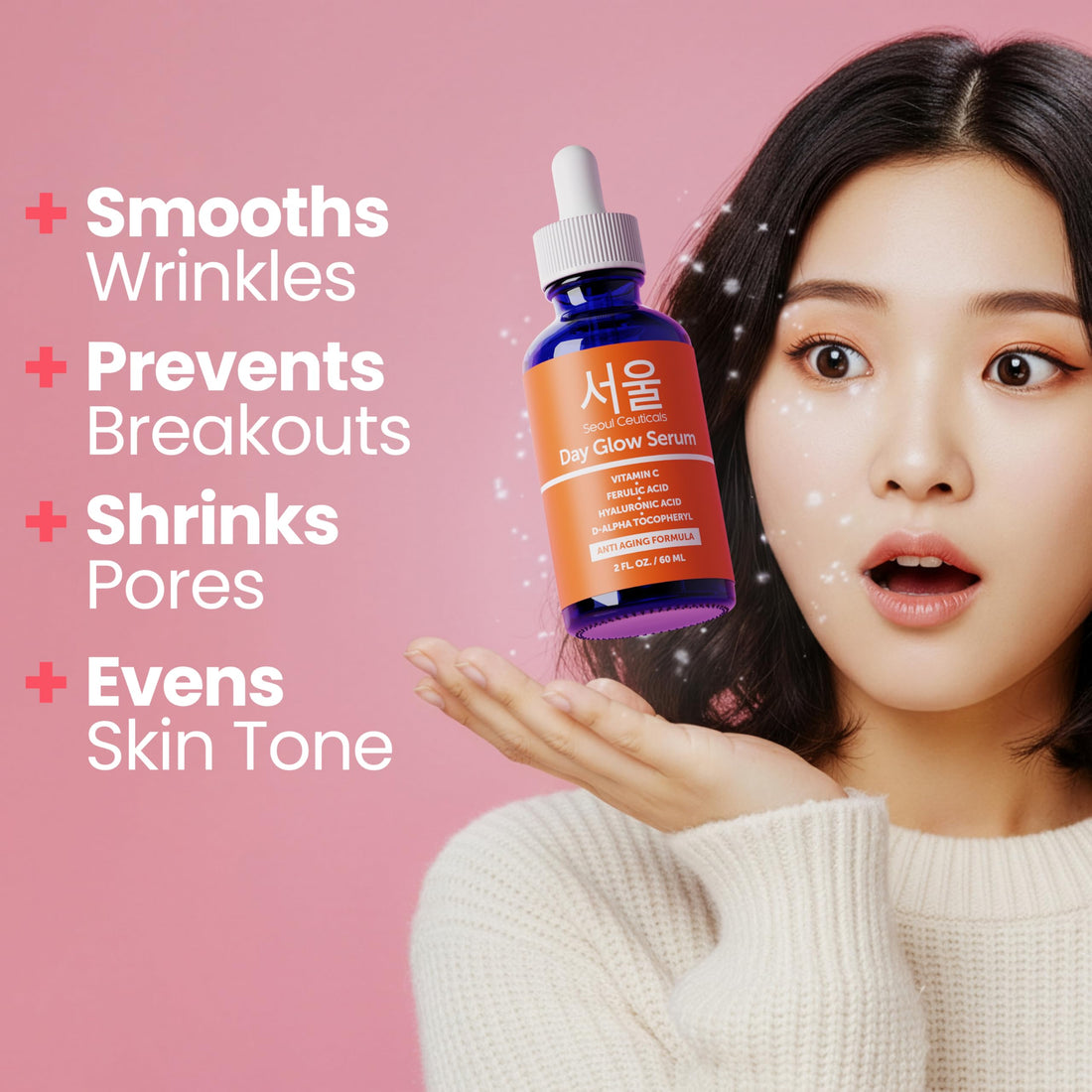 SeoulCeuticals Korean Skin Care 20% Vitamin C Hyaluronic Acid Serum + CE Ferulic Acid - Potent Anti Aging, Anti Wrinkle Korean Beauty 1oz Halalzen