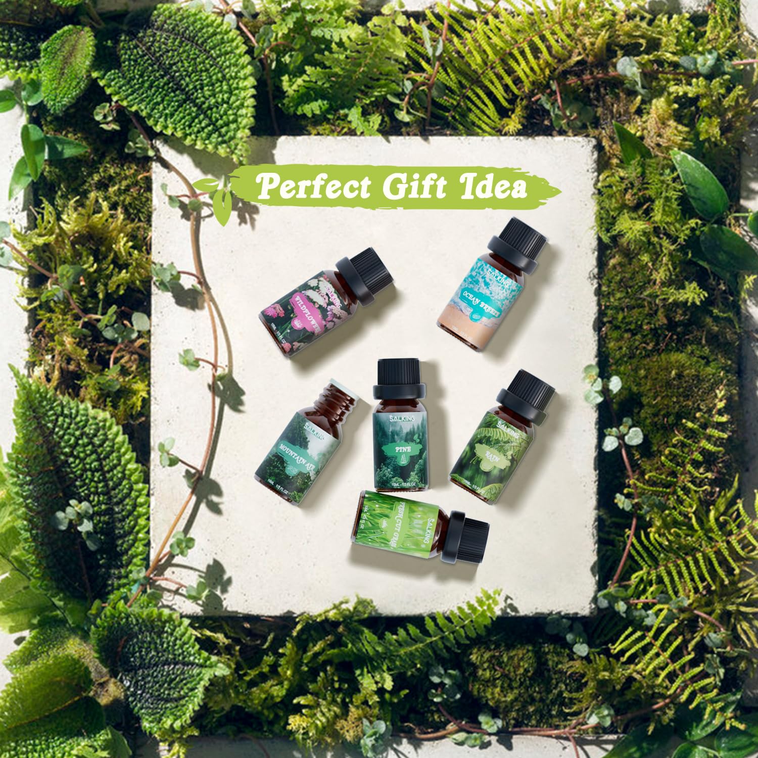 SALKING Essential Oils Set, 100% Pure Fragrance Oil AromatherapyGift, Premium Scented Oils for Diffusers 6 x 10 ML - Lavender, Rose, Jasmine, Cherry Blossom, Gardenia, Chamomile, Pink