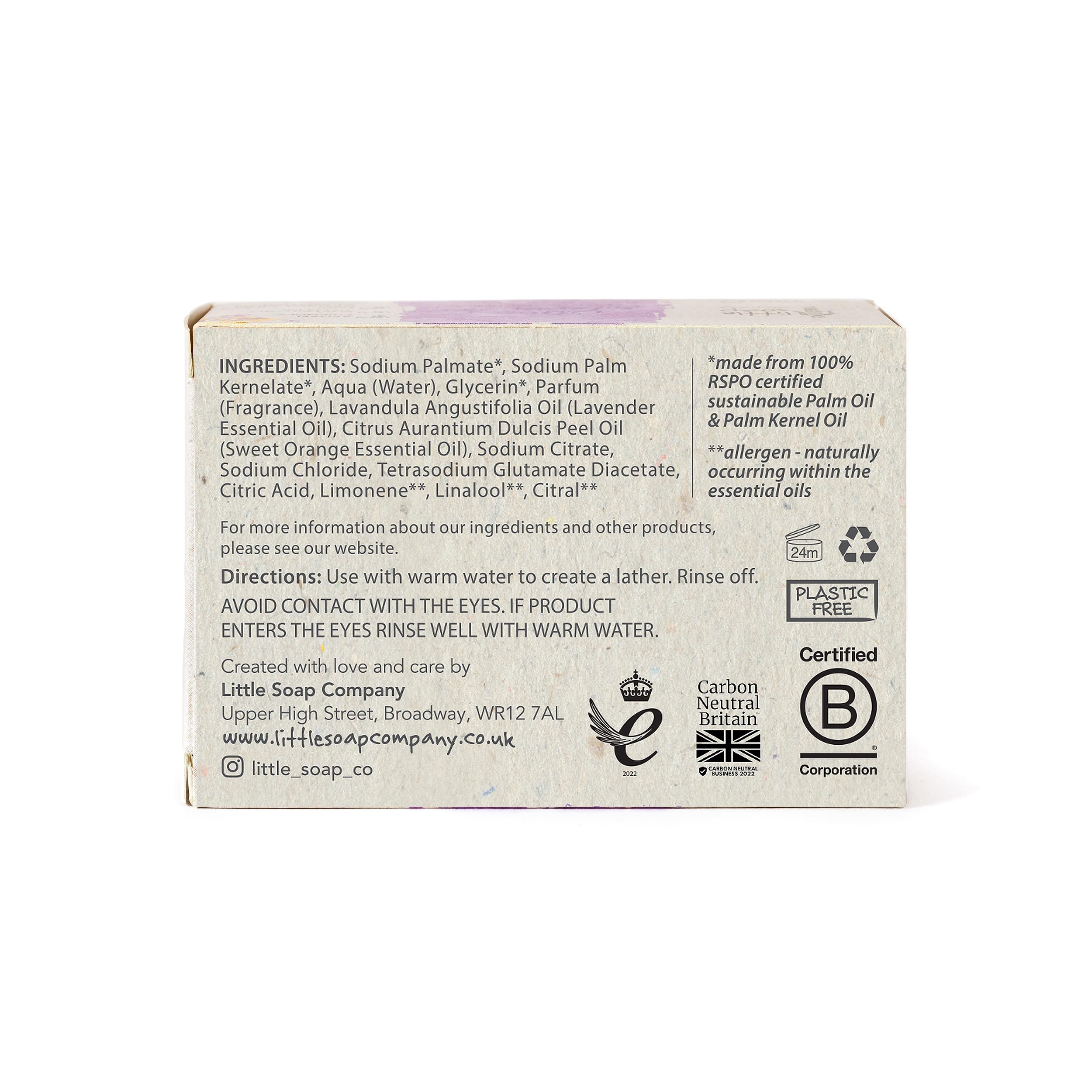 Little Soap Company Natural Range - Citrus & Lavender Soap Bar 100g | Vegan, Cruelty Free & Eco Friendly Body, Face & Hand Soap | Free from SLS & Parabens | Antibacterial with Cleansing Essential Oils Halalzen