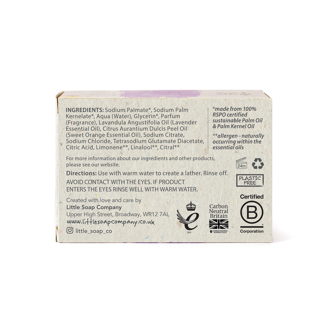 Little Soap Company Natural Range - Citrus & Lavender Soap Bar 100g | Vegan, Cruelty Free & Eco Friendly Body, Face & Hand Soap | Free from SLS & Parabens | Antibacterial with Cleansing Essential Oils Halalzen