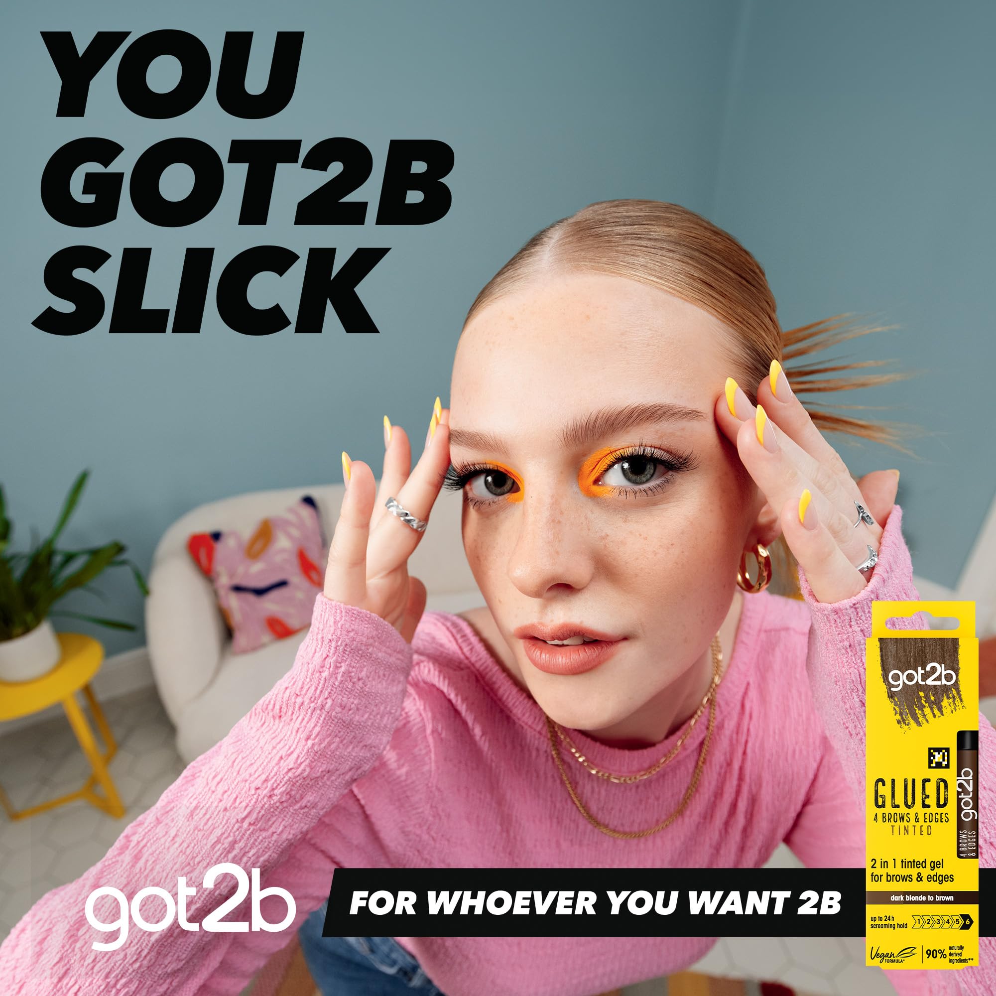 got2b Glued 4 brows & Edges Clear gel 2 in 1 16 ml, Screaming Hold Brow gel, Eyebrow Gel for Long Lasting Looks, Vegan Formula