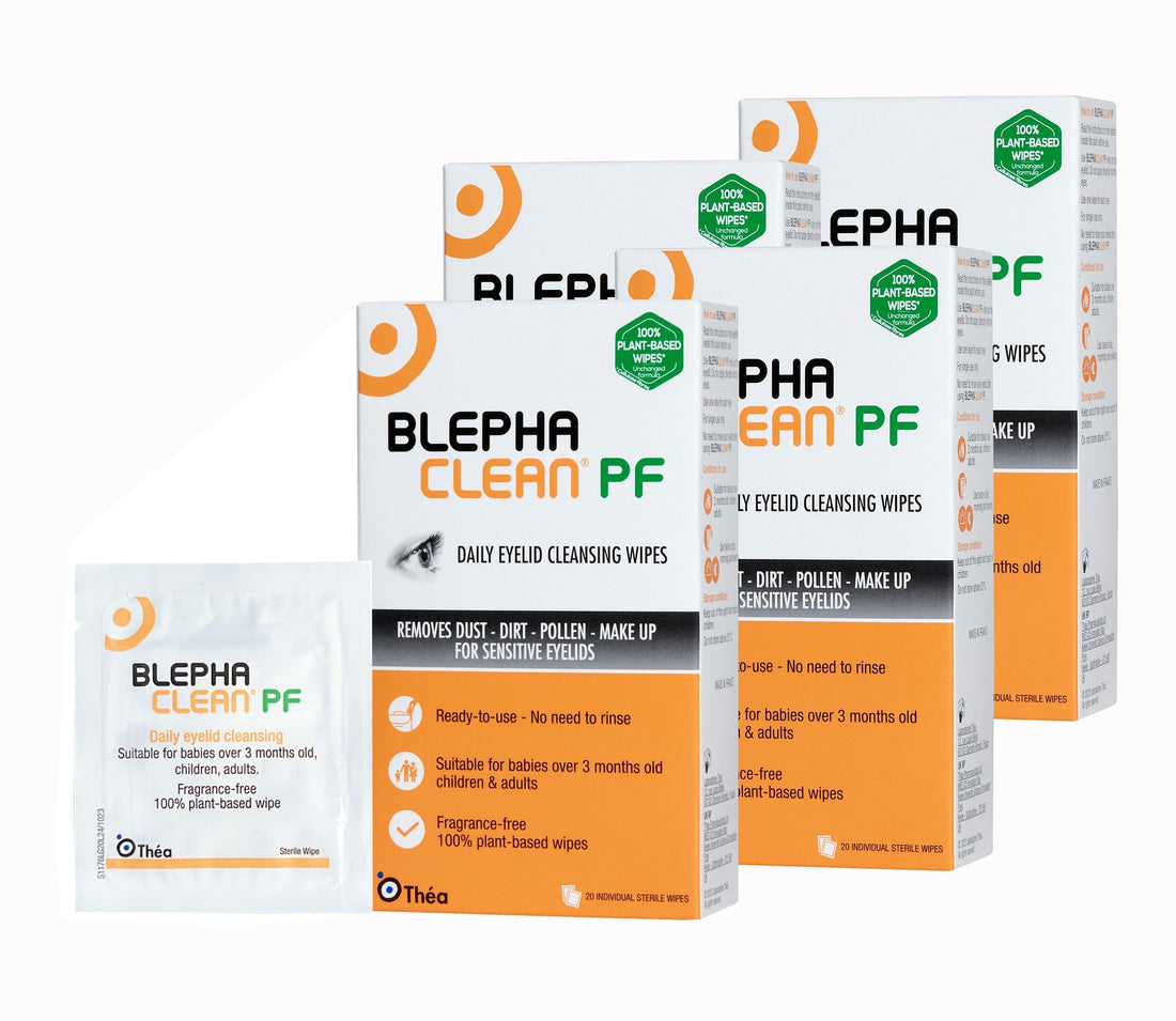 Blephaclean PF Daily Eyelid Wipes - Gentle Cleansing for the eyelids and skin around the eyes, Suitable for Babies (over 3 months old), children & adults, 20 Sterile Plastic-Free Wipes Halalzen