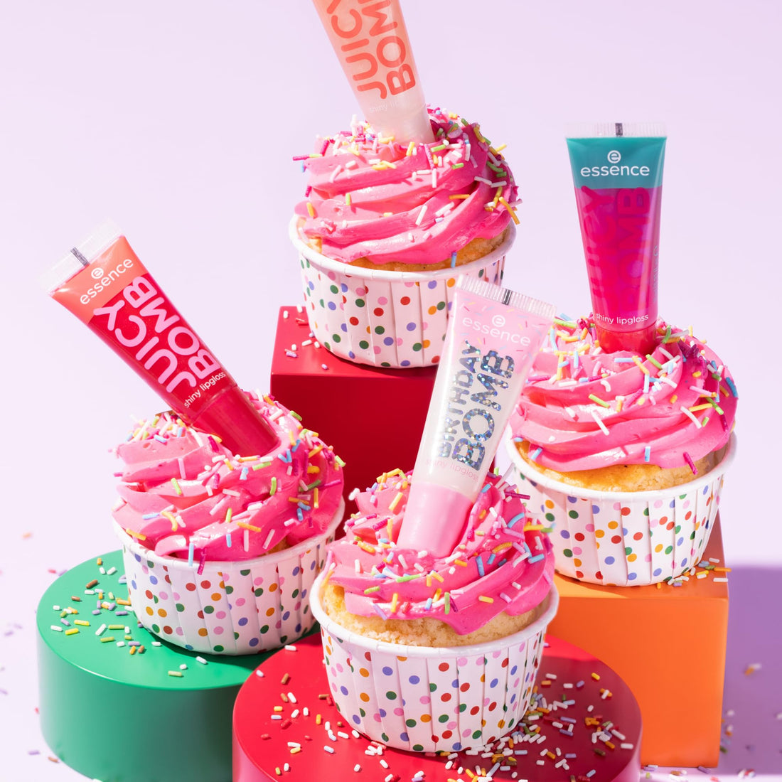 essence BIRTHDAY BOMB shiny lipgloss, natural, shiny, dewy, shimmery (10ml) Halalzen