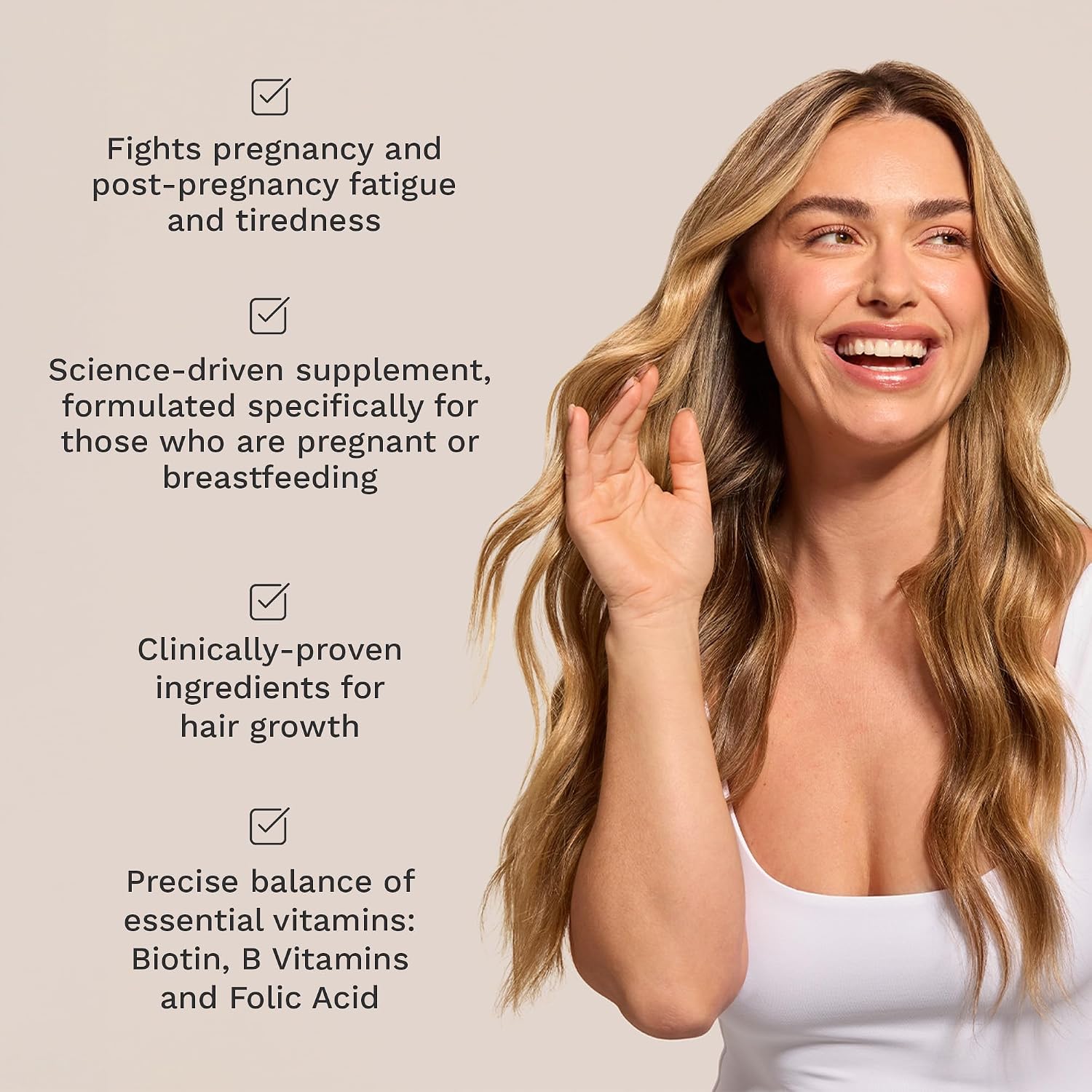 HAIR BURST Biotin Hair Vitamins - Safe for Pregnancy, Breastfeeding & Postpartum - Hair Loss Supplement to Essential for new Mums - Contains Zinc, B Vitamins & Folic Acid (30 Day Supply)