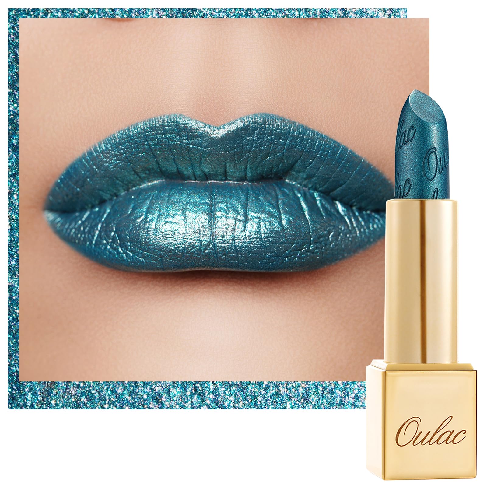 OULAC Metallic Shine Glitter Lipstick, Pink High Impact Lipcolor, Lightweight Soft and Ultra Hydrating, Long Lasting, Vegan & Cruelty-Free, Full-Coverage Lip Color 4.3 g/0.15 HIP & HIPPIE(11) Halalzen