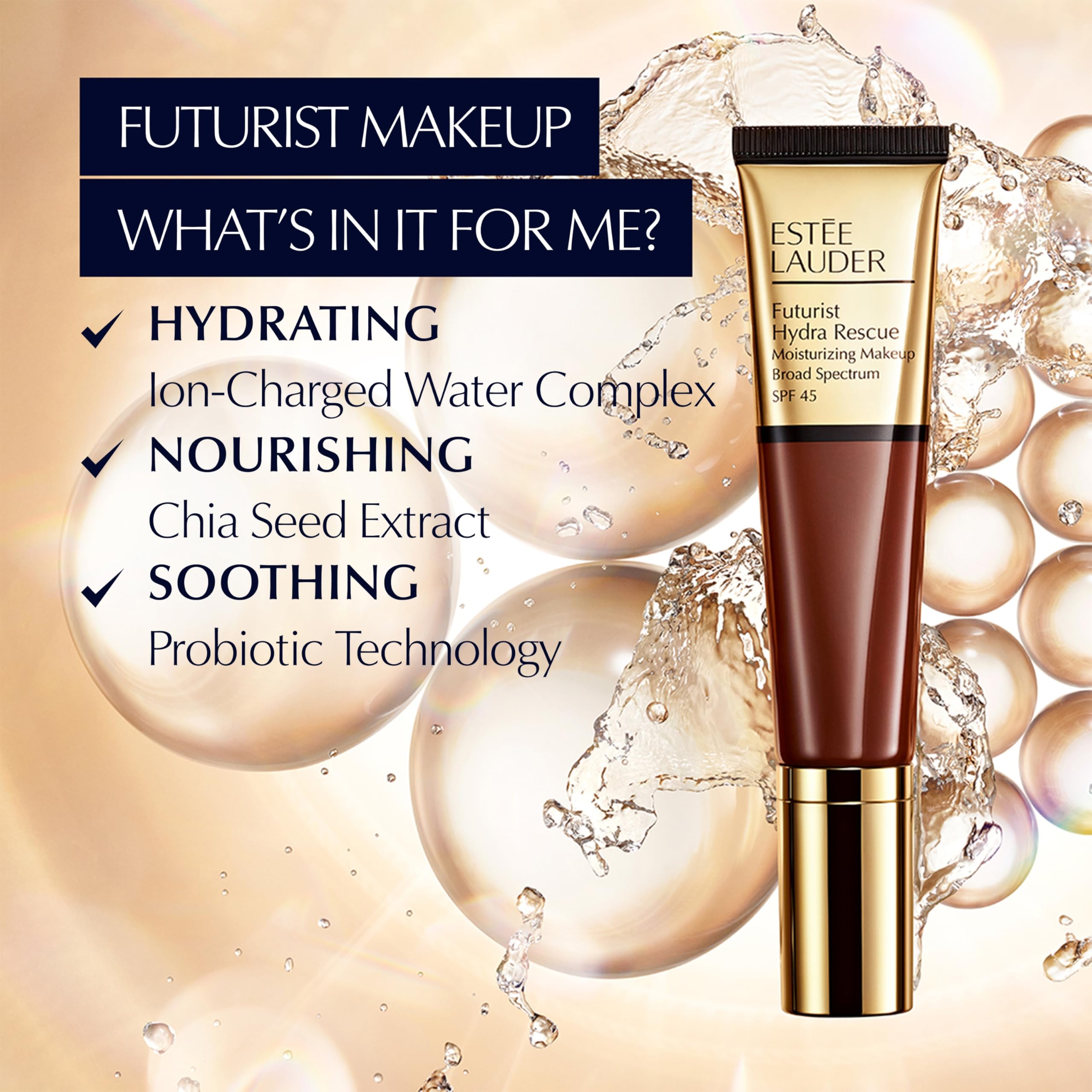 Estée Lauder Futurist Hydra Rescue Moisturising Foundation SPF 45 for a 12-Hour Glow 35ml Halalzen