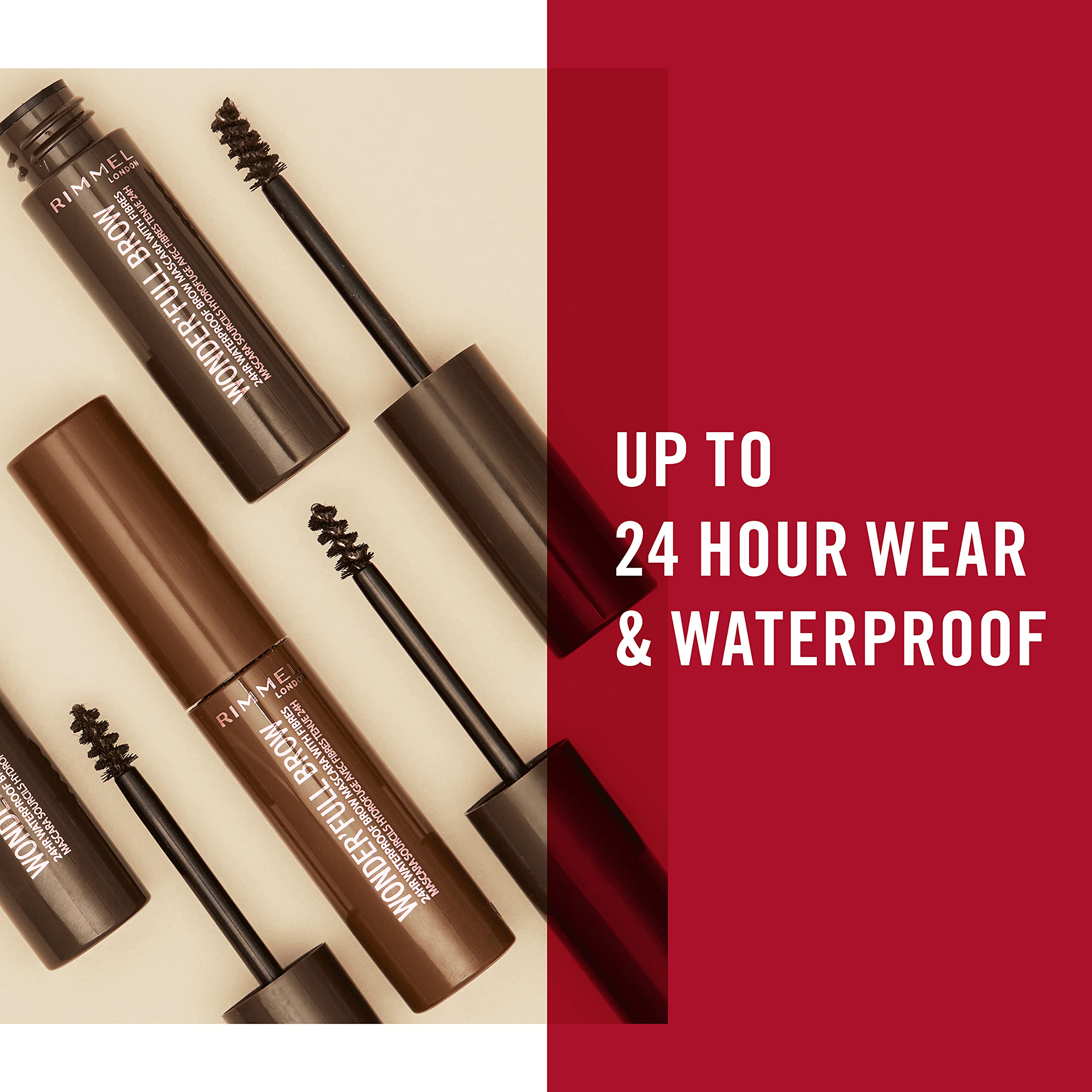 Rimmel London Wonderâ€™Full Brow 24HR Waterproof Brow Gel, with Fibres for Plump Thick Brows, Dark, 4.5 ml (Pack of 1)