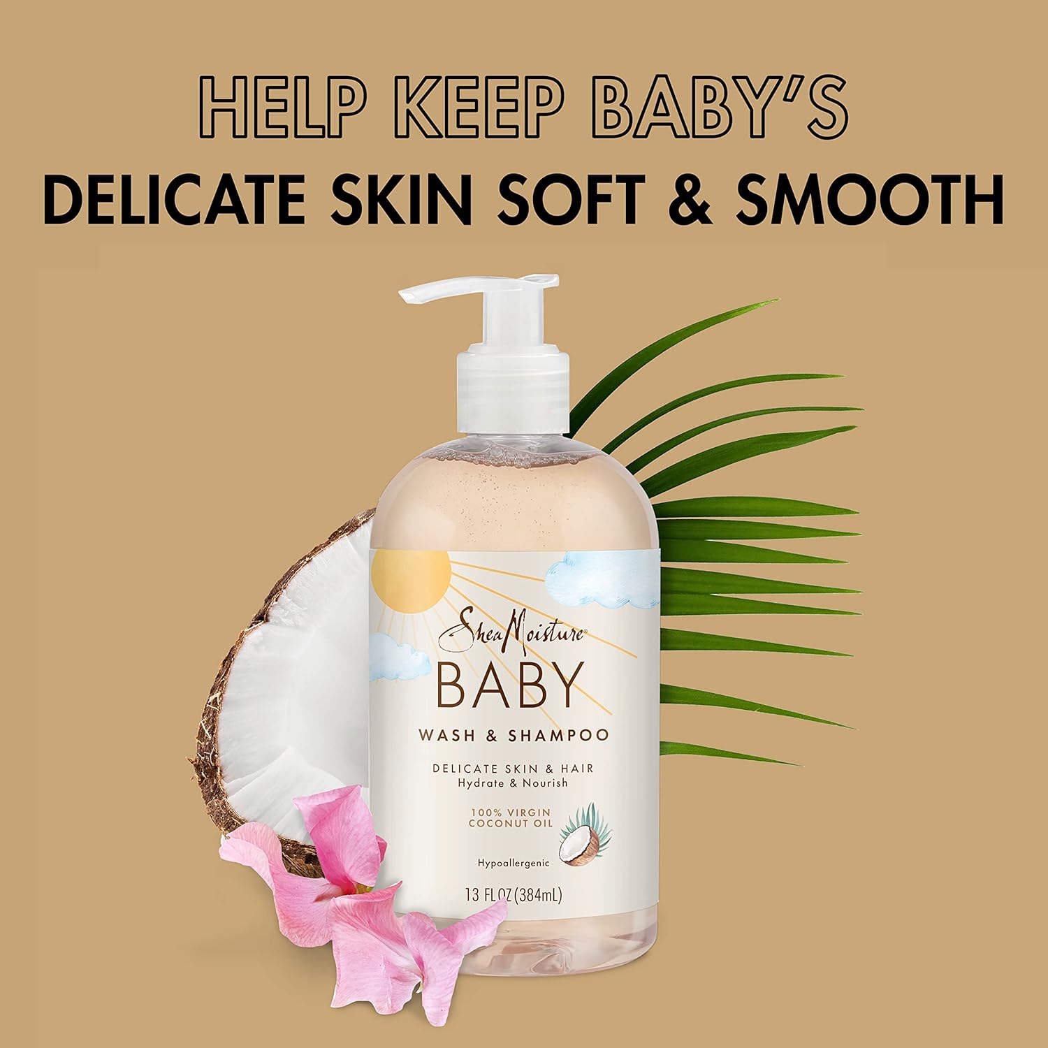 100 Percent Virgin Coconut Oil Baby Wash and Shampoo by Shea Moisture for Kids - 13 oz Body Wash