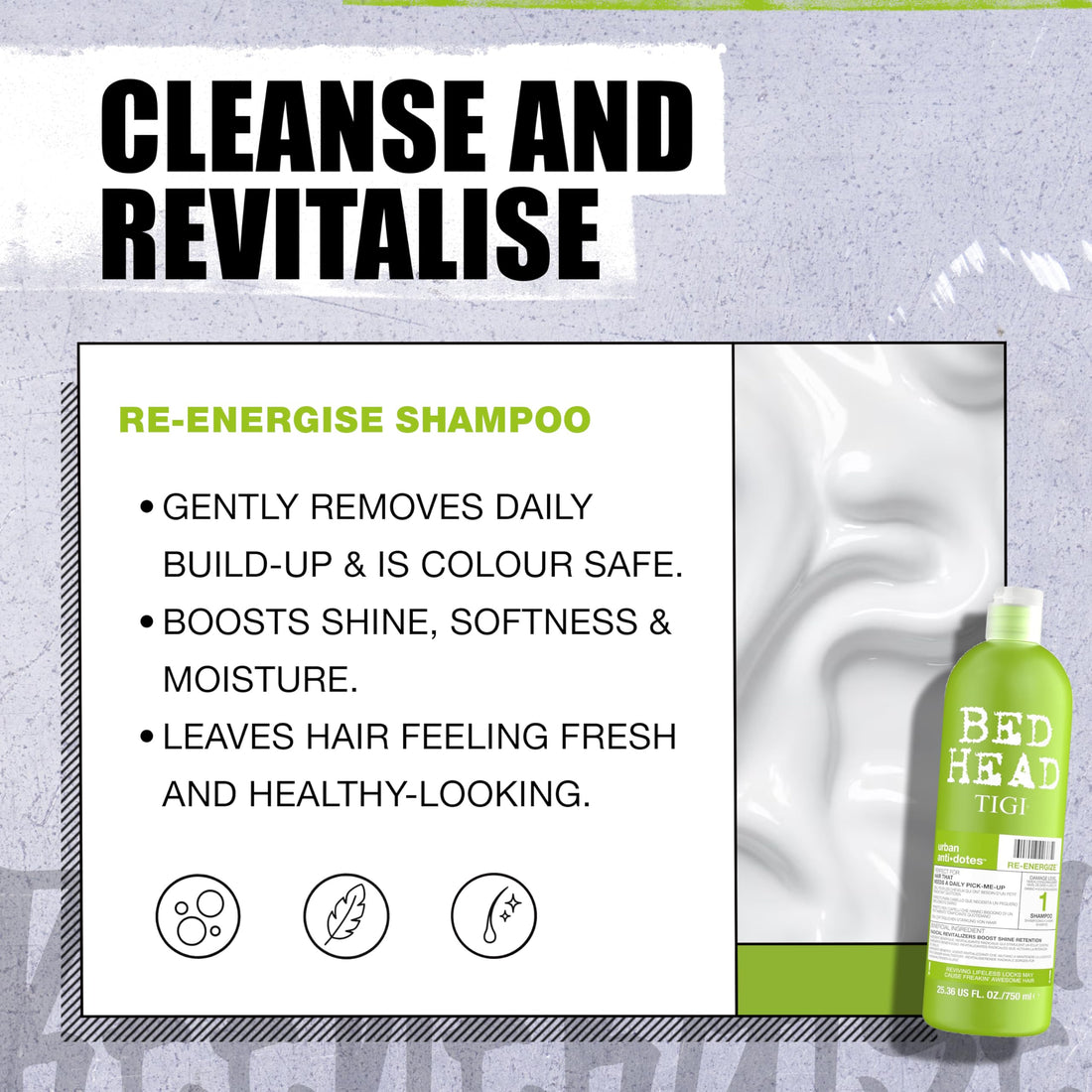 Bed Head by Tigi Urban Antidotes Re-Energise Daily Shampoo and Conditioner, 2 x 750ml