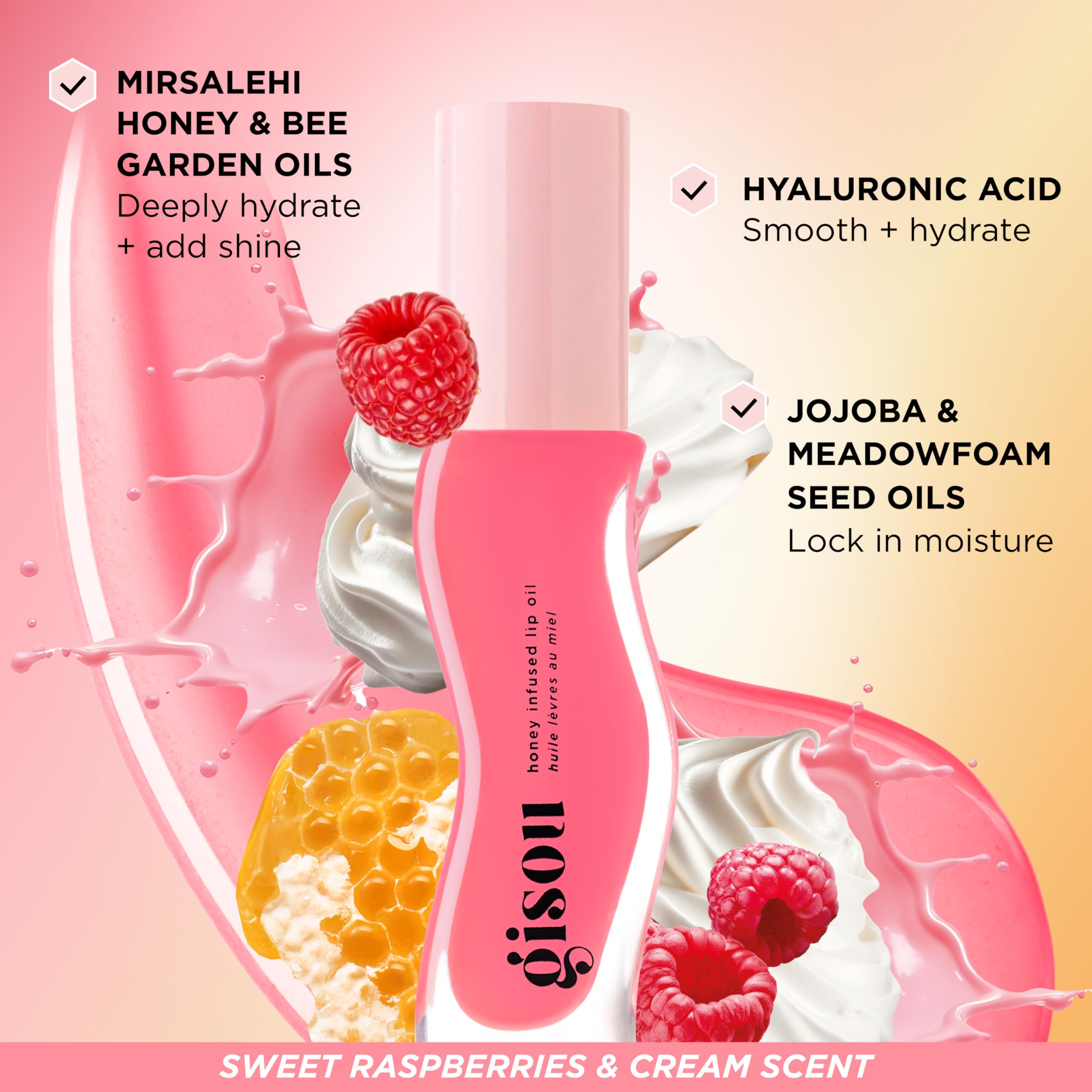 Gisou Honey Infused Lip Oil – Hydrating & Glossy Lip Oil with Jojoba Seed Oil, Non-Sticky Shine, Fresh Honey, 0.27 Fl Oz Halalzen