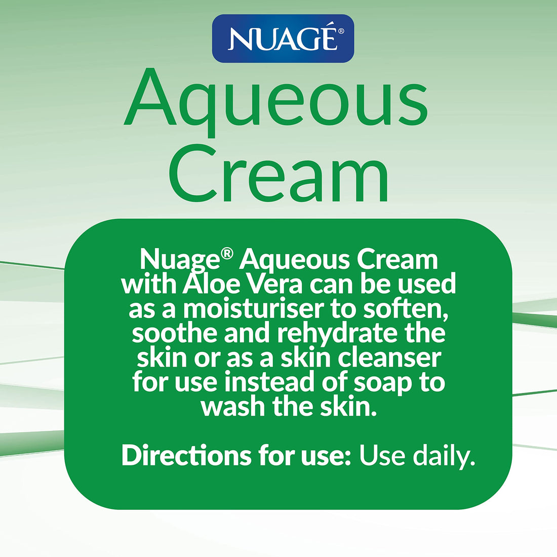 Nuagé Aqueous Cream with Aloe Vera | Moisturising Cream For Cooling, Softening, Soothing & Hydrating Skin (350ml)